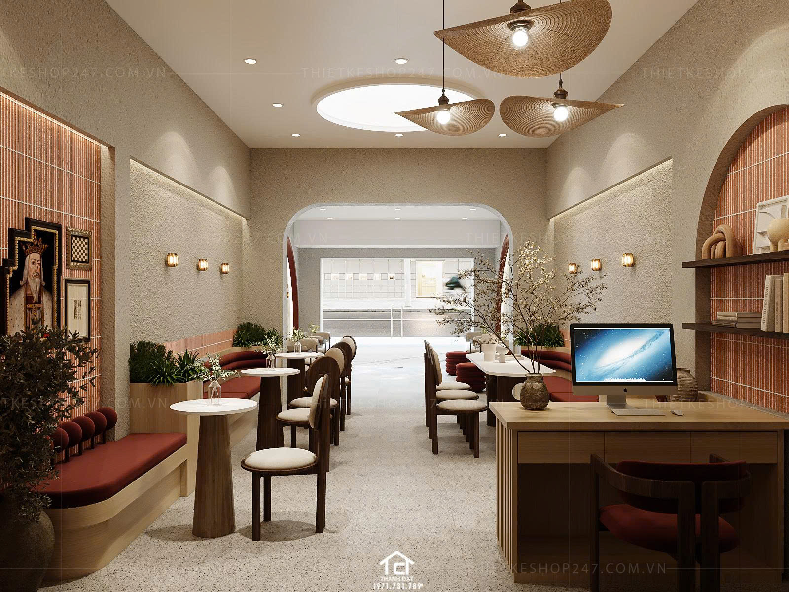 thiết kế quán trà sữa, cafe đẹp