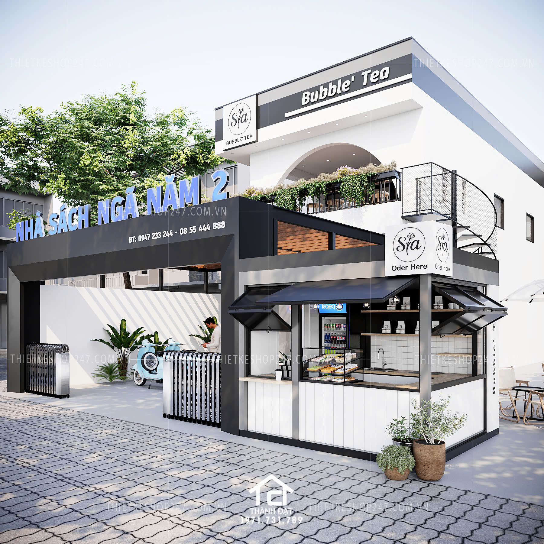 thiết kế quán trà sữa, cafe đẹp