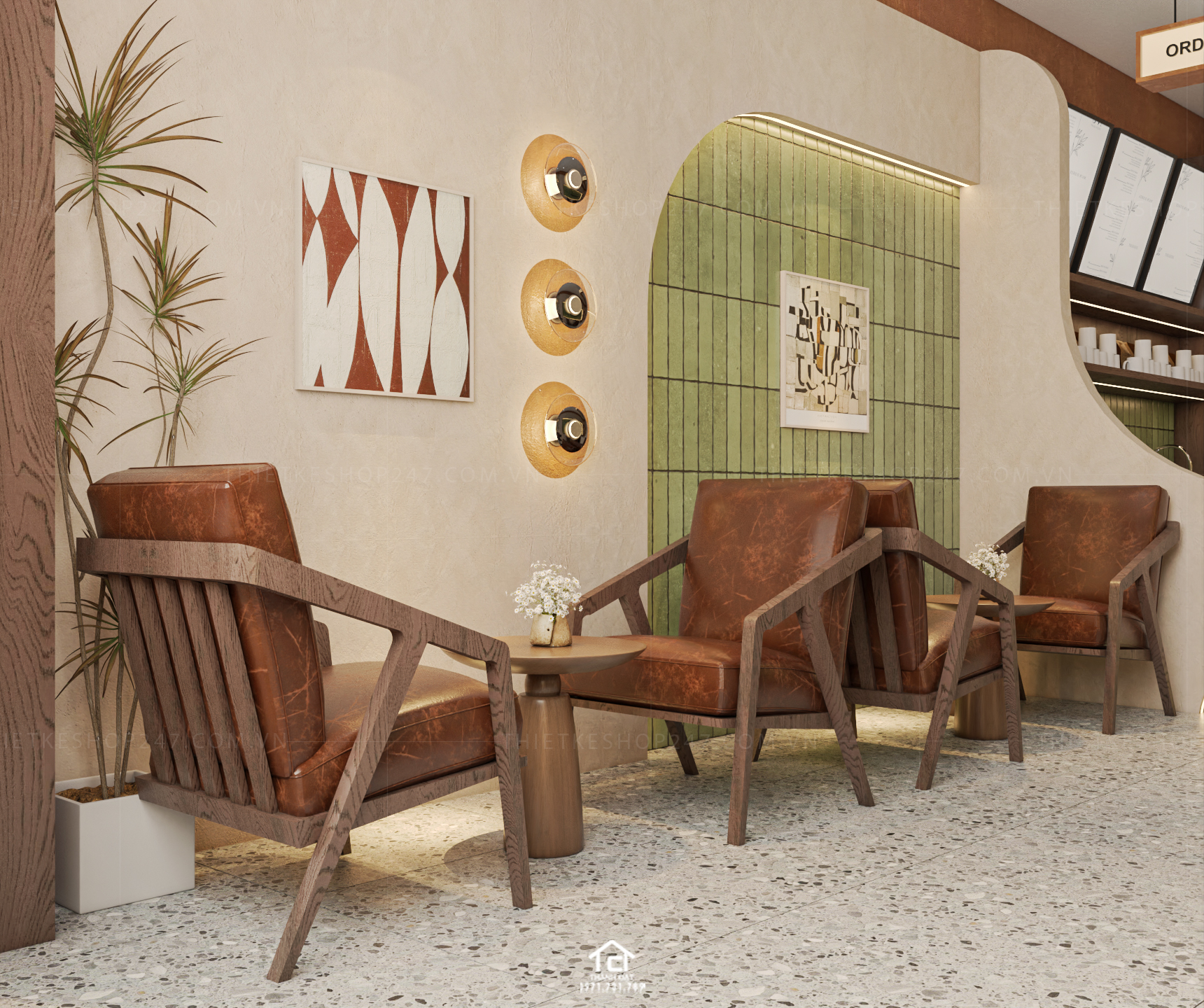 thiết kế quán trà sữa, cafe đẹp ấn tượng