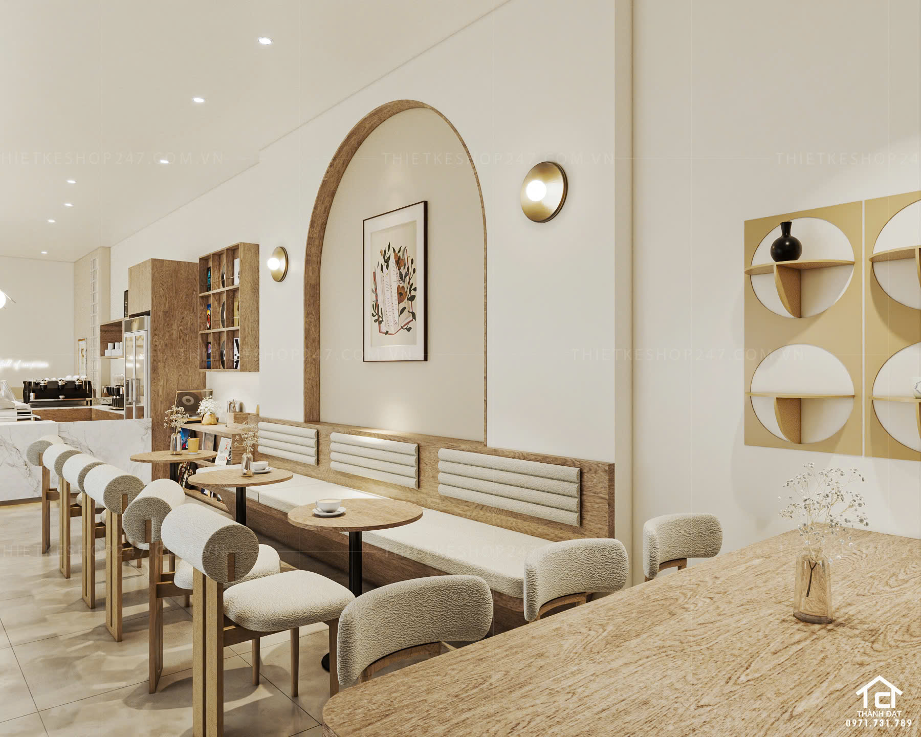 Thiết kế quán trà sữa, cafe thoáng mát