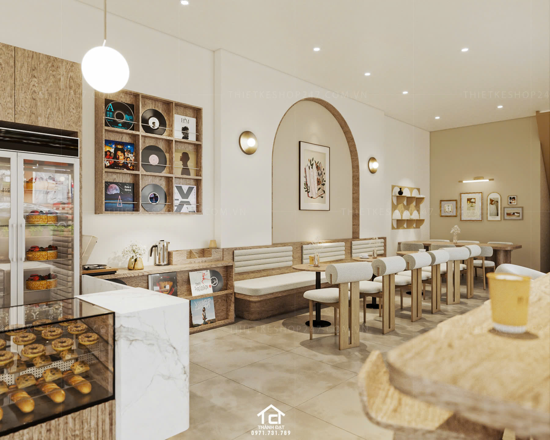 Thiết kế quán trà sữa, cafe trẻ trung