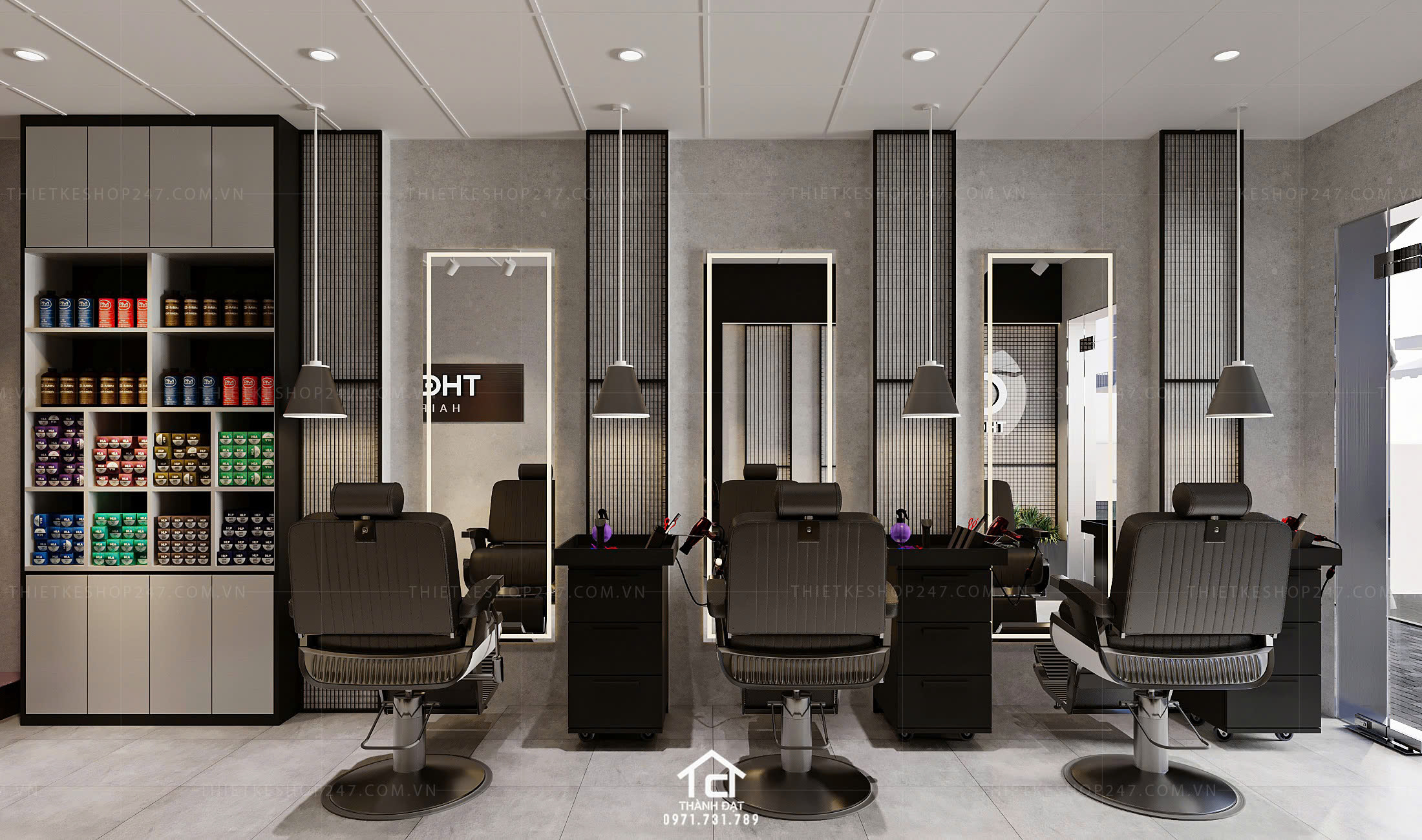 thiết kế salon tóc đẹp ấn tượng