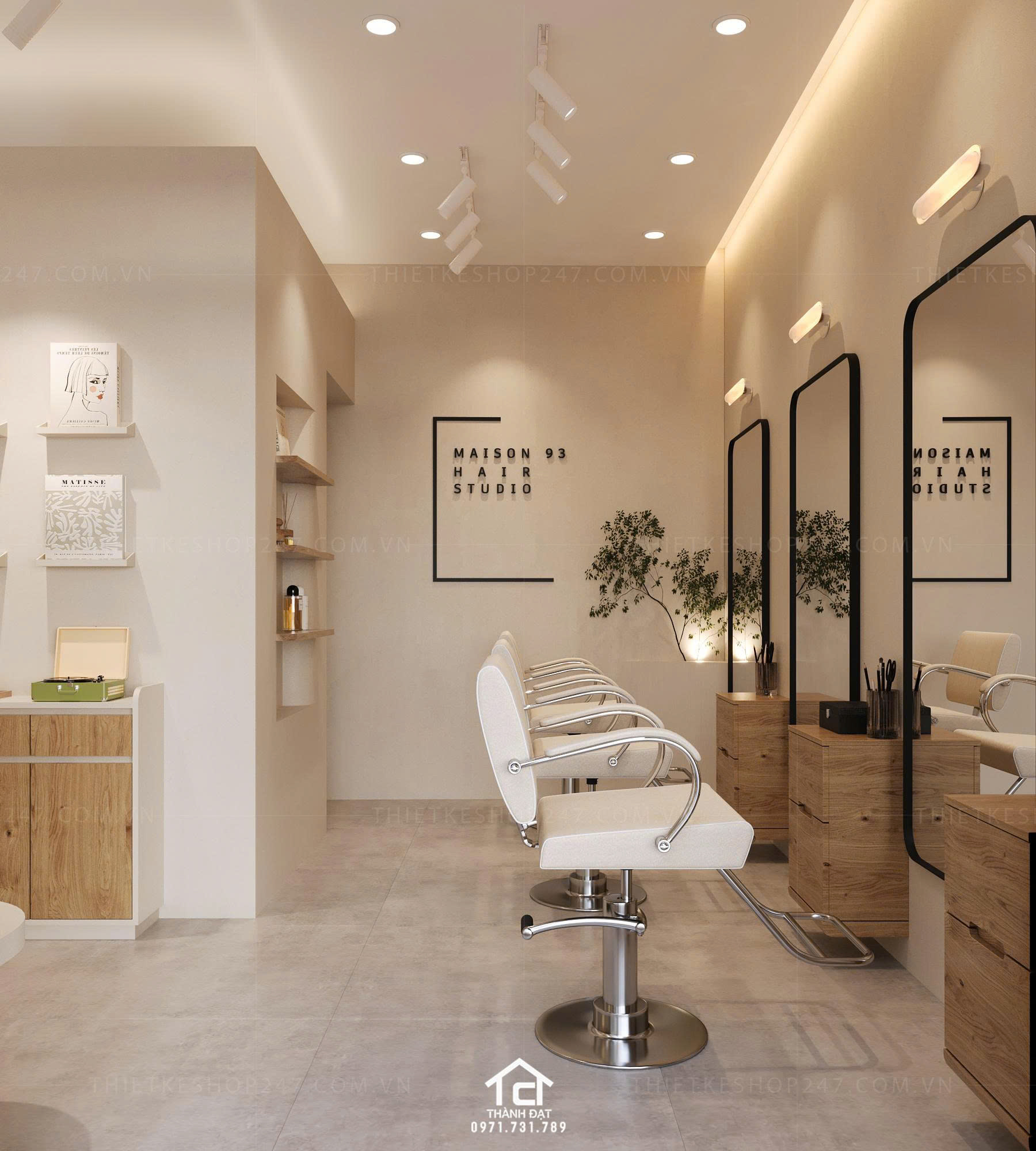 thiết kế salon tóc đẹp ấn tượng