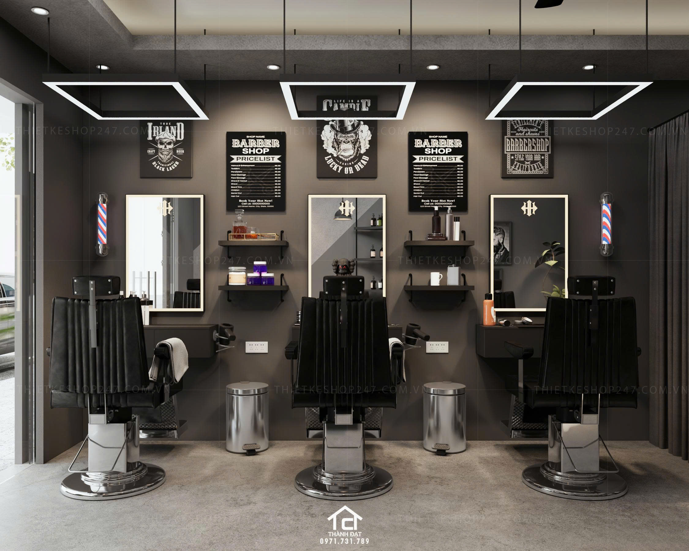 thiết kế salon tóc đẹp ấn tượng