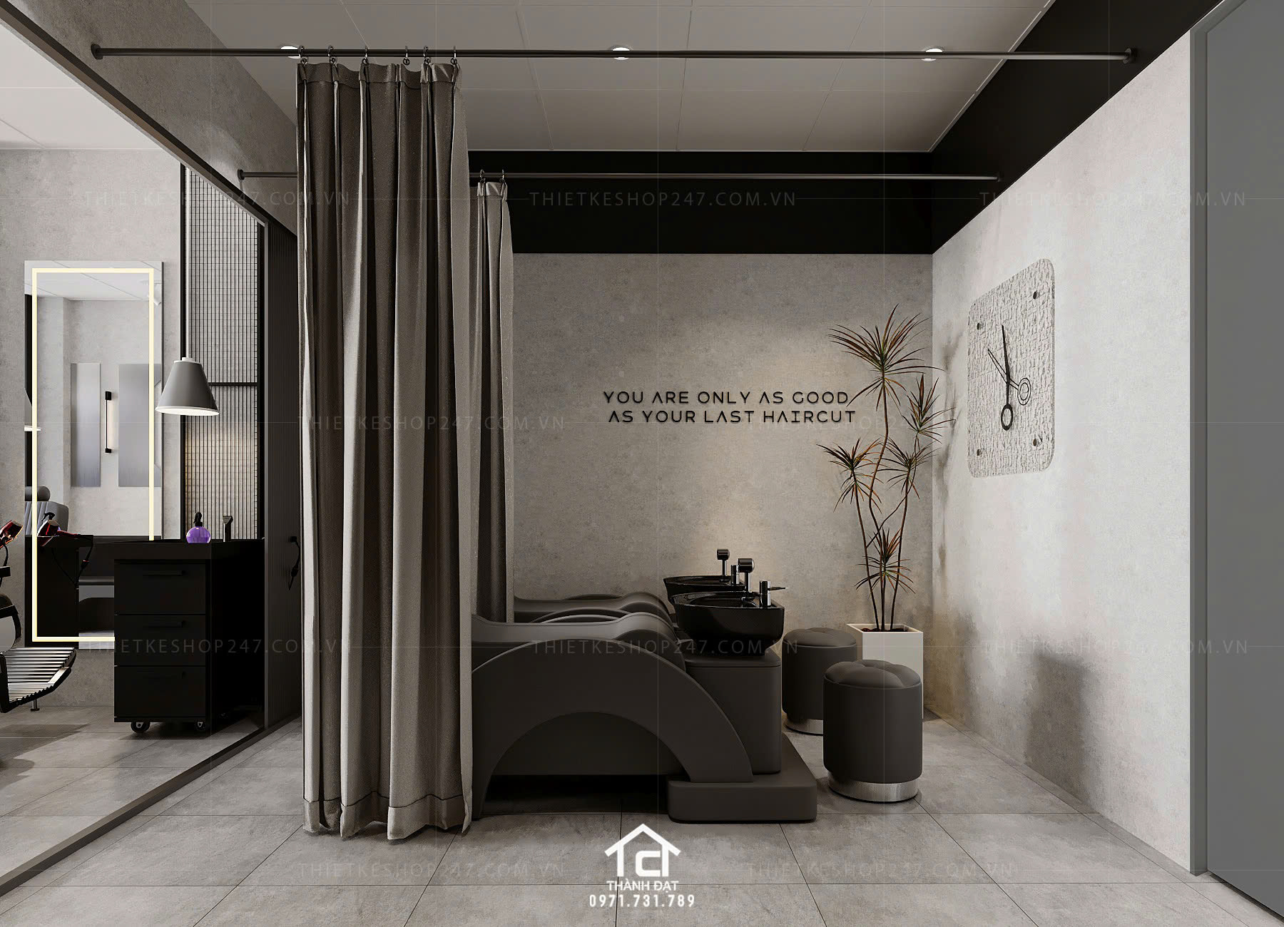 thiết kế salon tóc đẹp hài hòa
