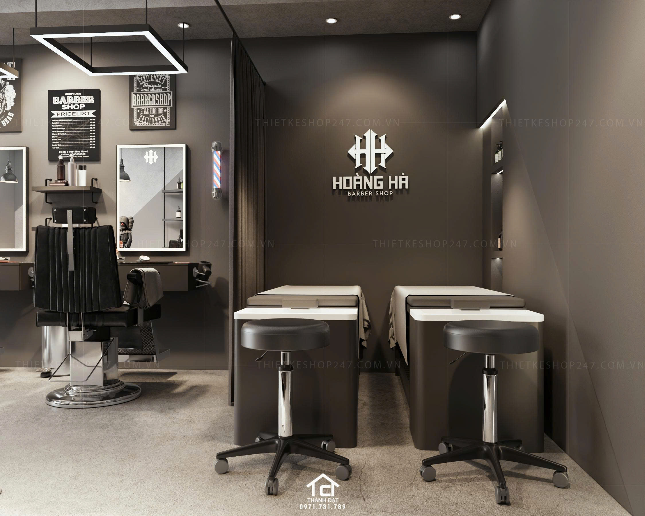 thiết kế salon tóc đẹp hài hòa