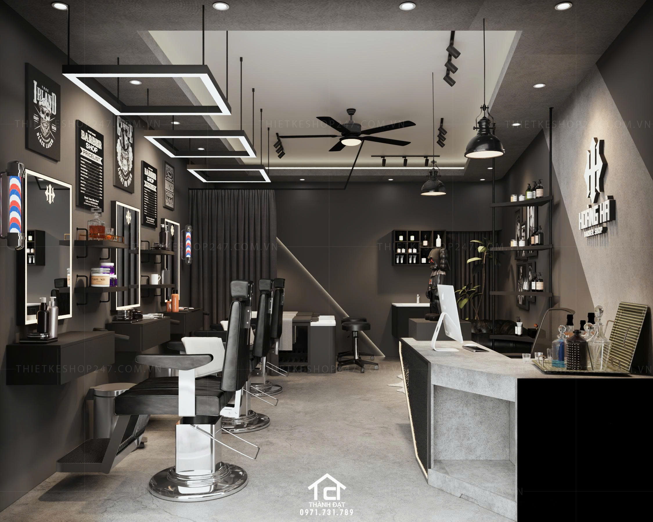 thiết kế salon tóc đẹp hiện đại