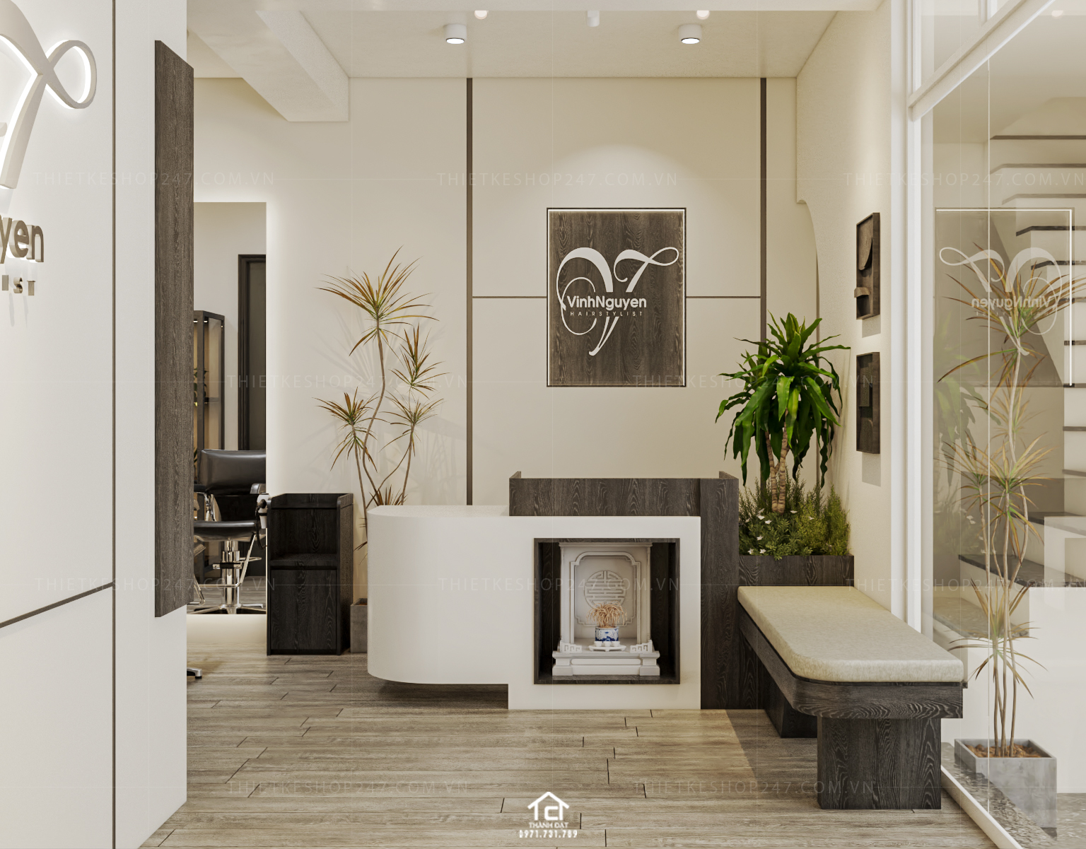 thiết kế salon tóc đẹp năng động