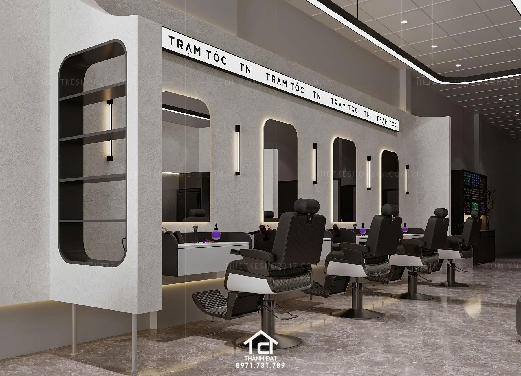Thiết kế salon tóc đẹp năng động