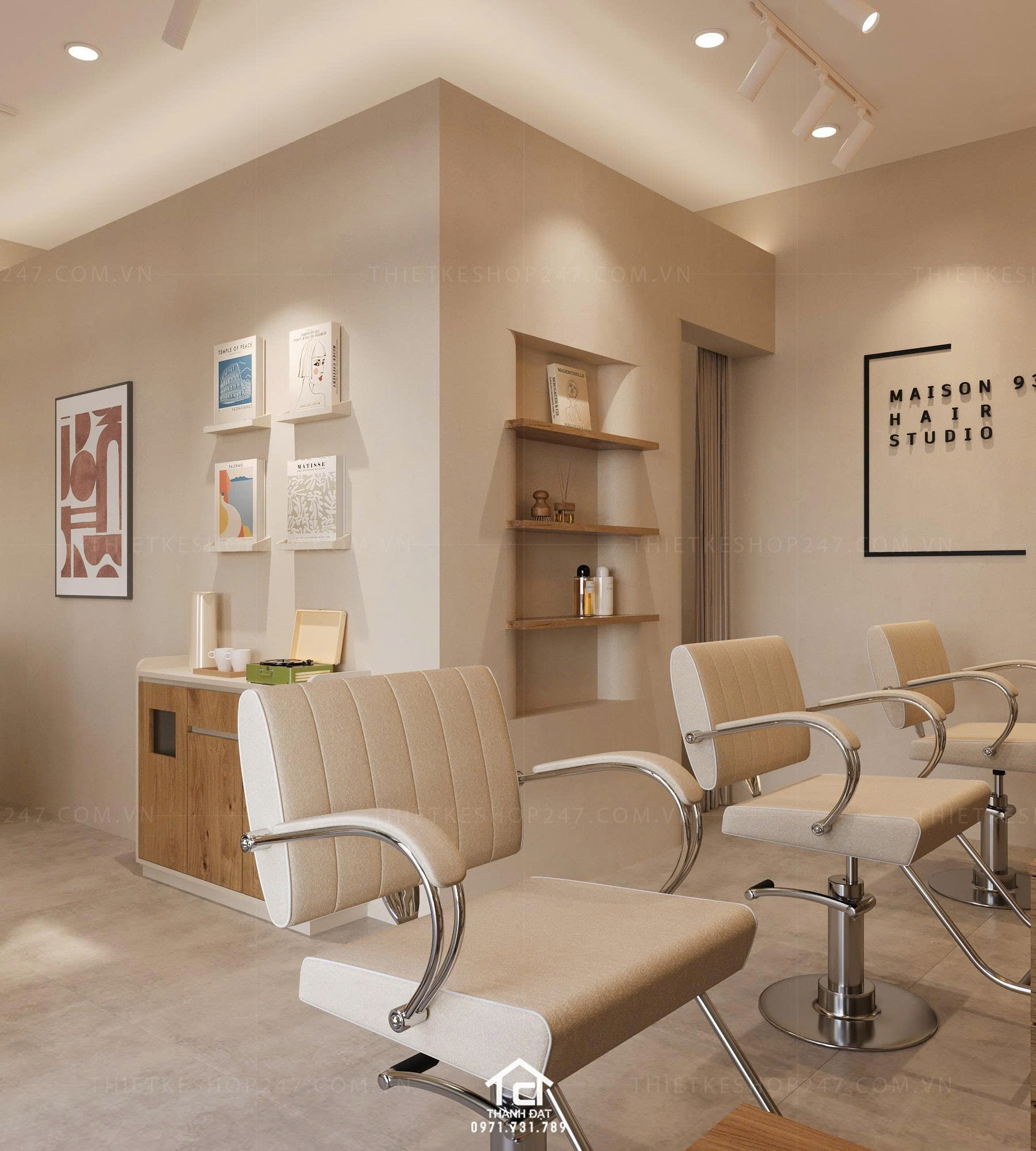 thiết kế salon tóc đẹp năng động