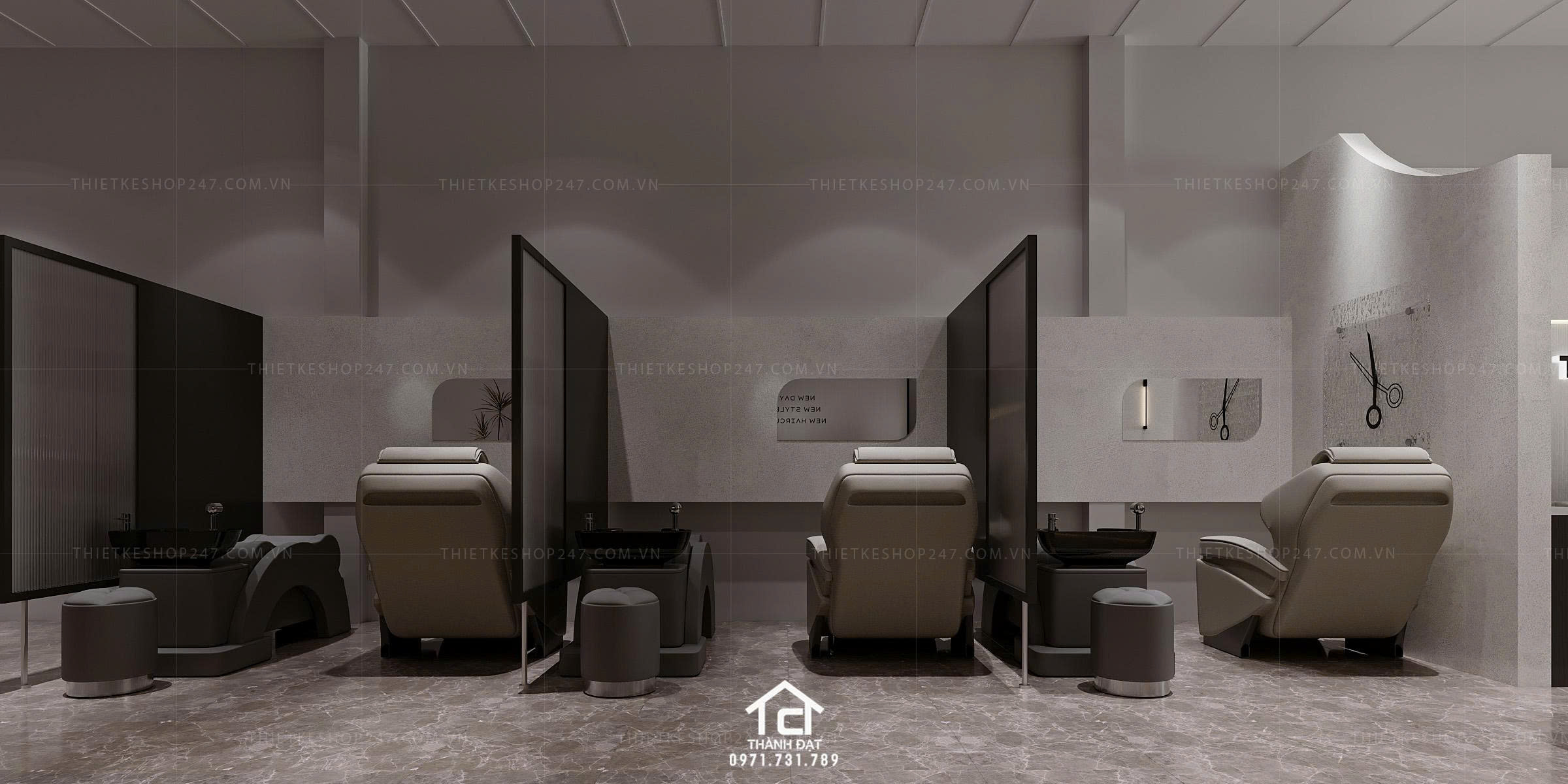 Thiết kế salon tóc đẹp phong cách