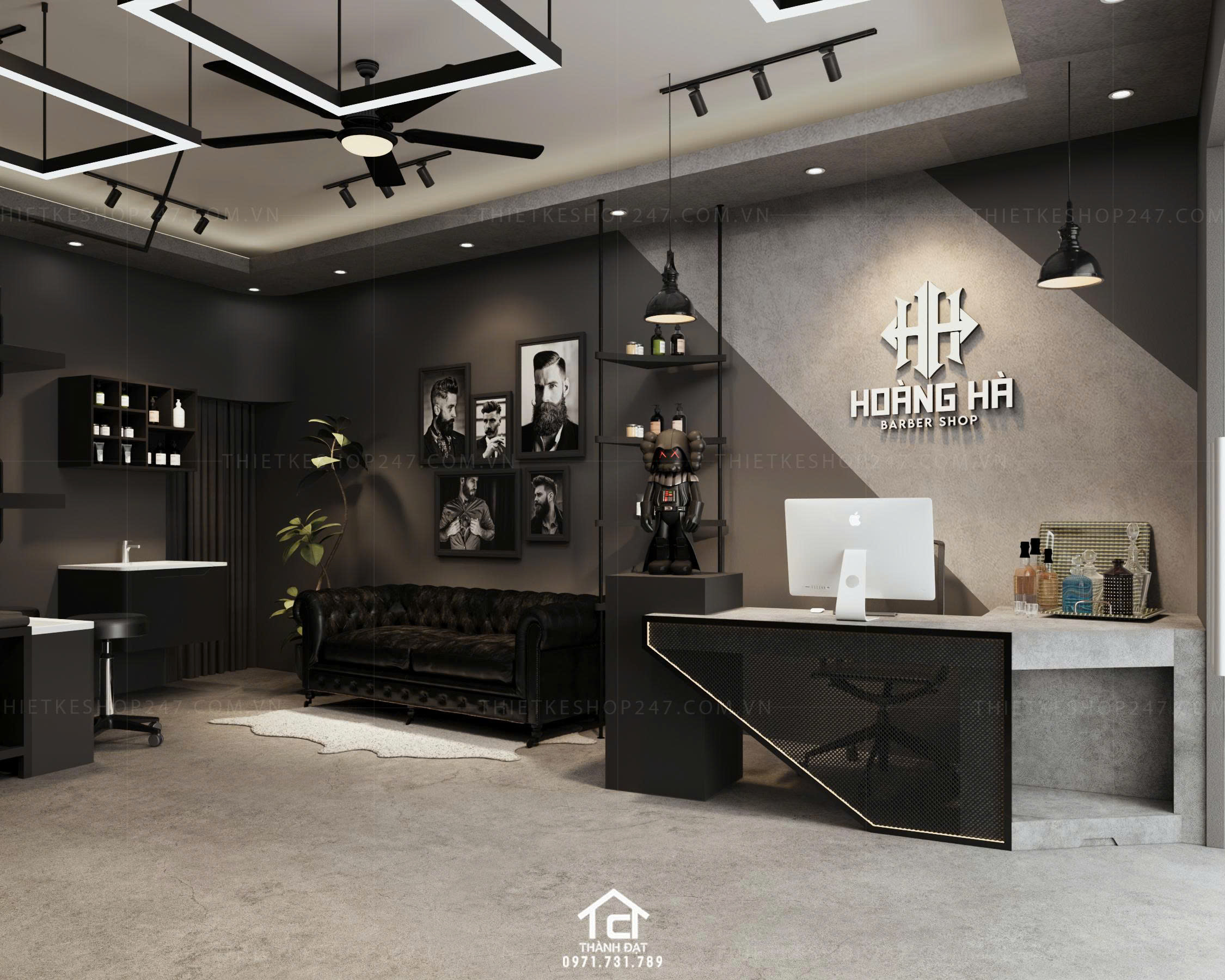 thiết kế salon tóc đẹp phong cách