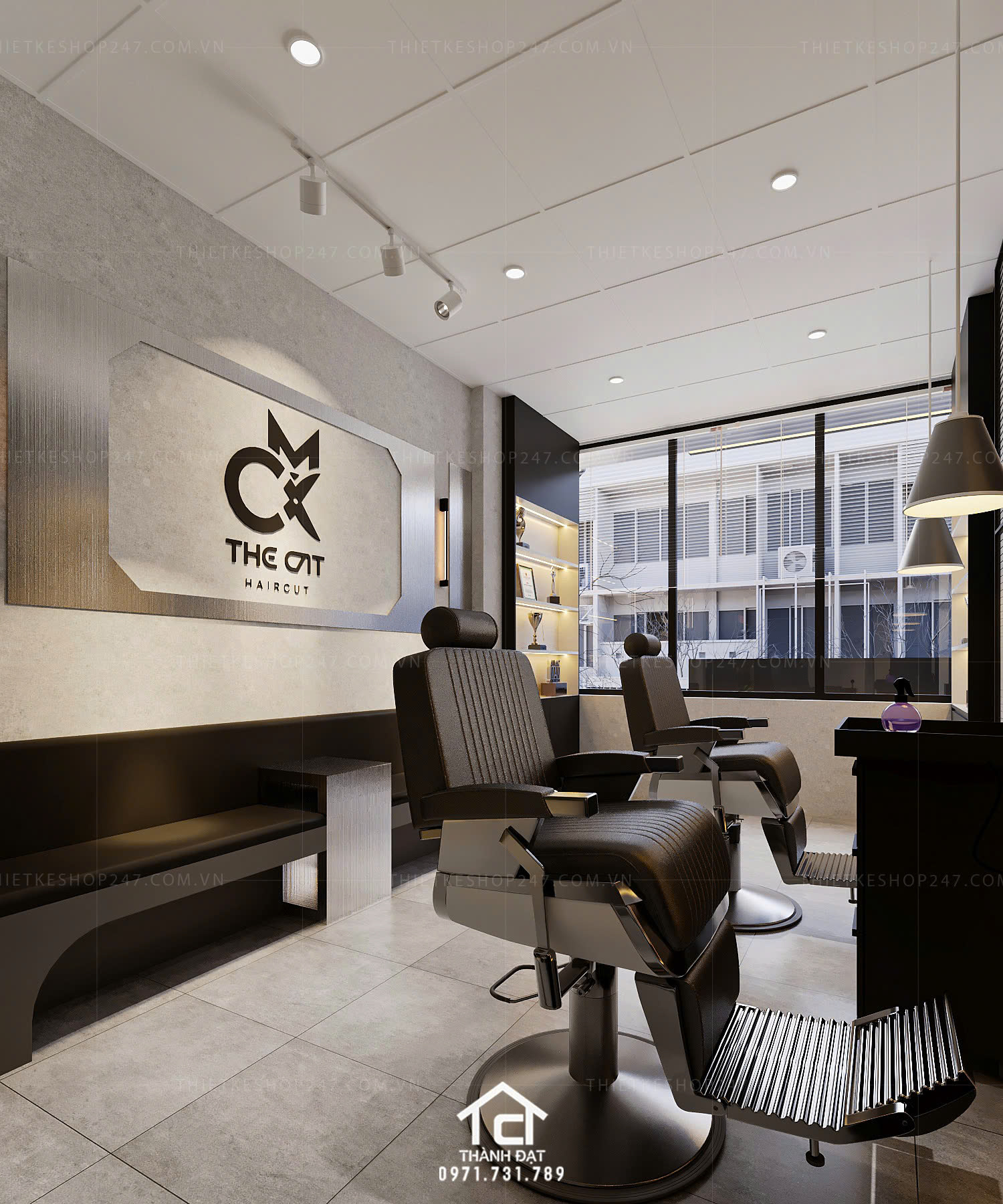 thiết kế salon tóc đẹp phong cách