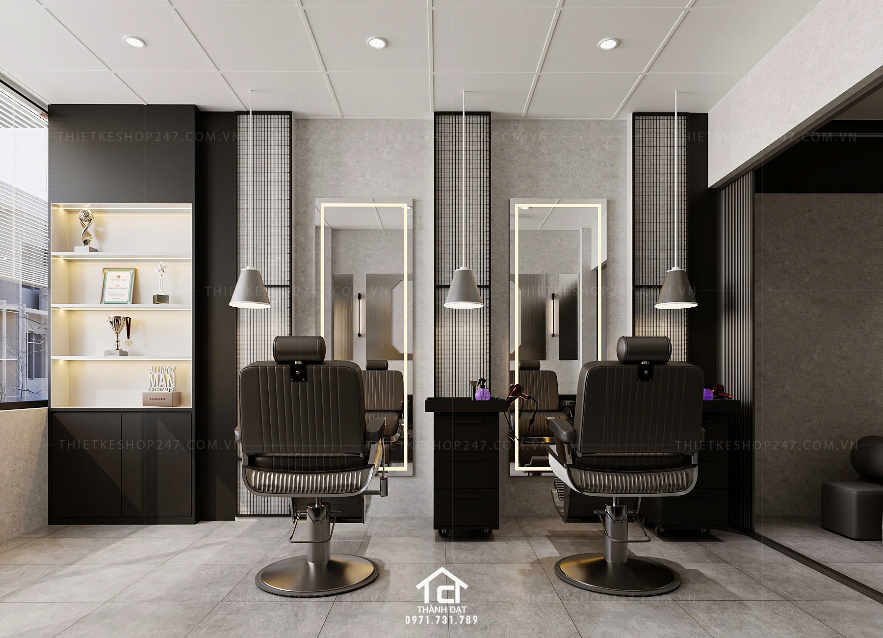 thiết kế salon tóc đẹp sang chảnh