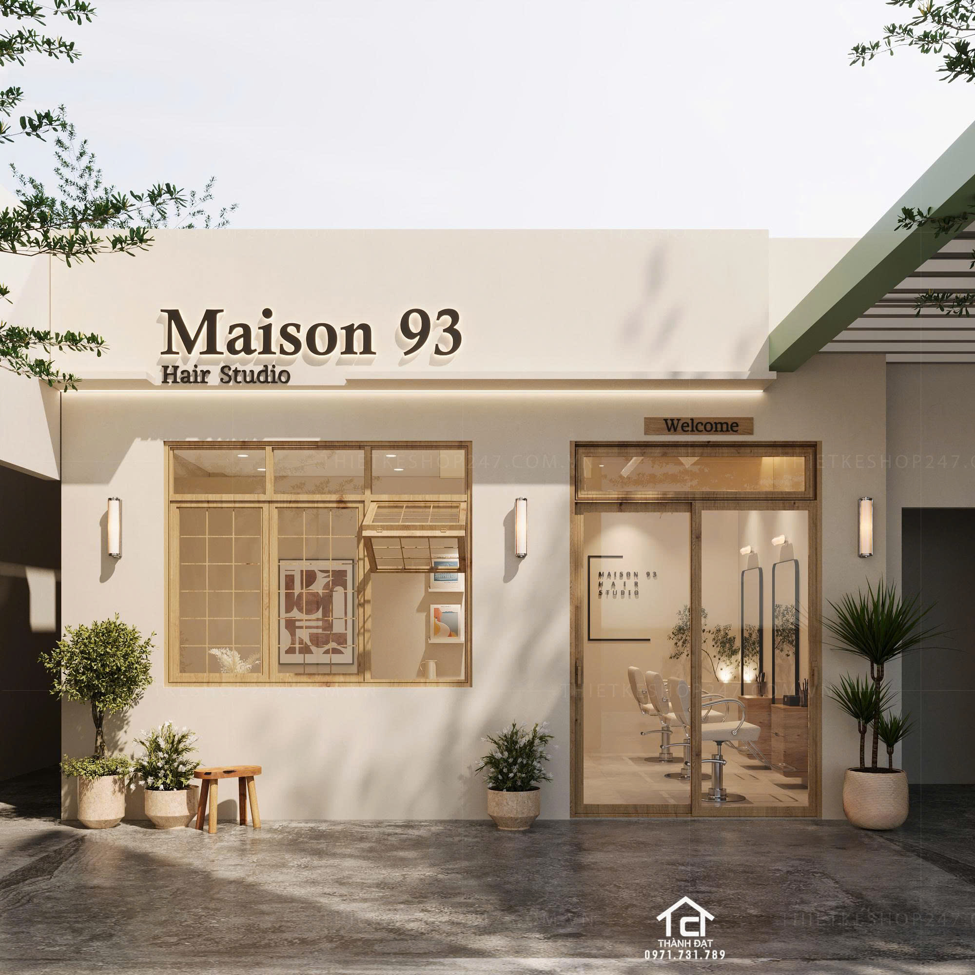 thiết kế salon tóc đẹp sang trọng