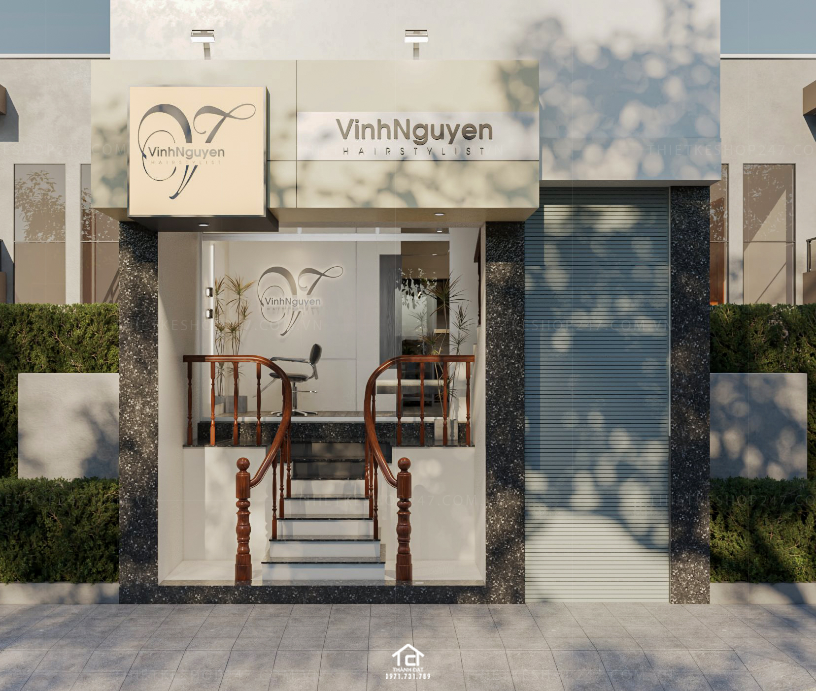 thiết kế salon tóc đẹp sang trọng