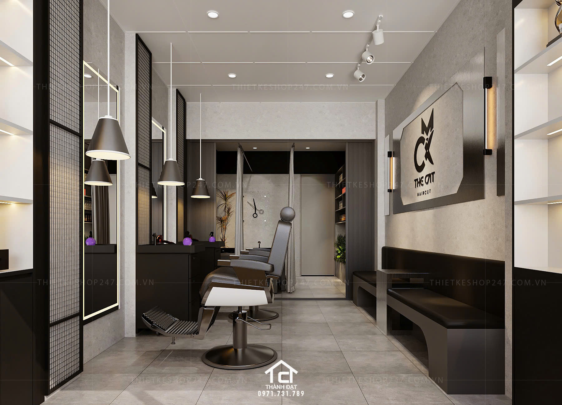 thiết kế salon tóc đẹp thu hút