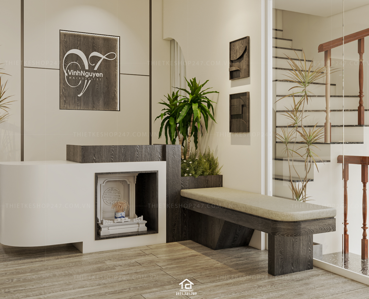 thiết kế salon tóc đẹp thu hút