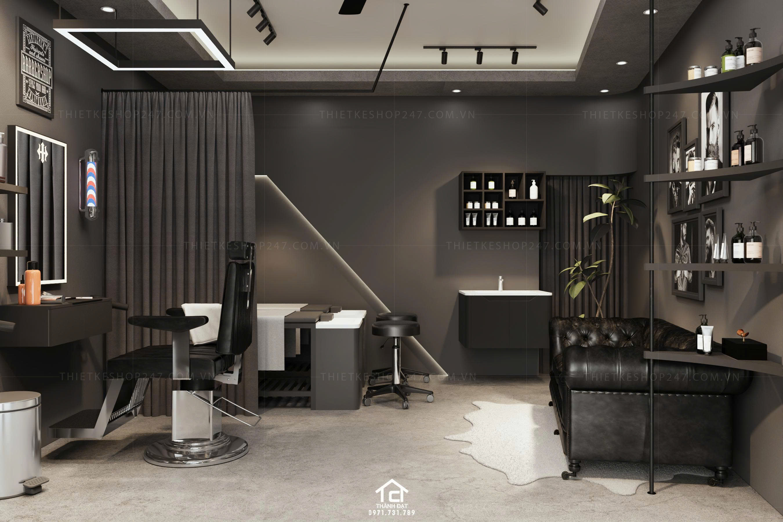 thiết kế salon tóc đẹp thu hút