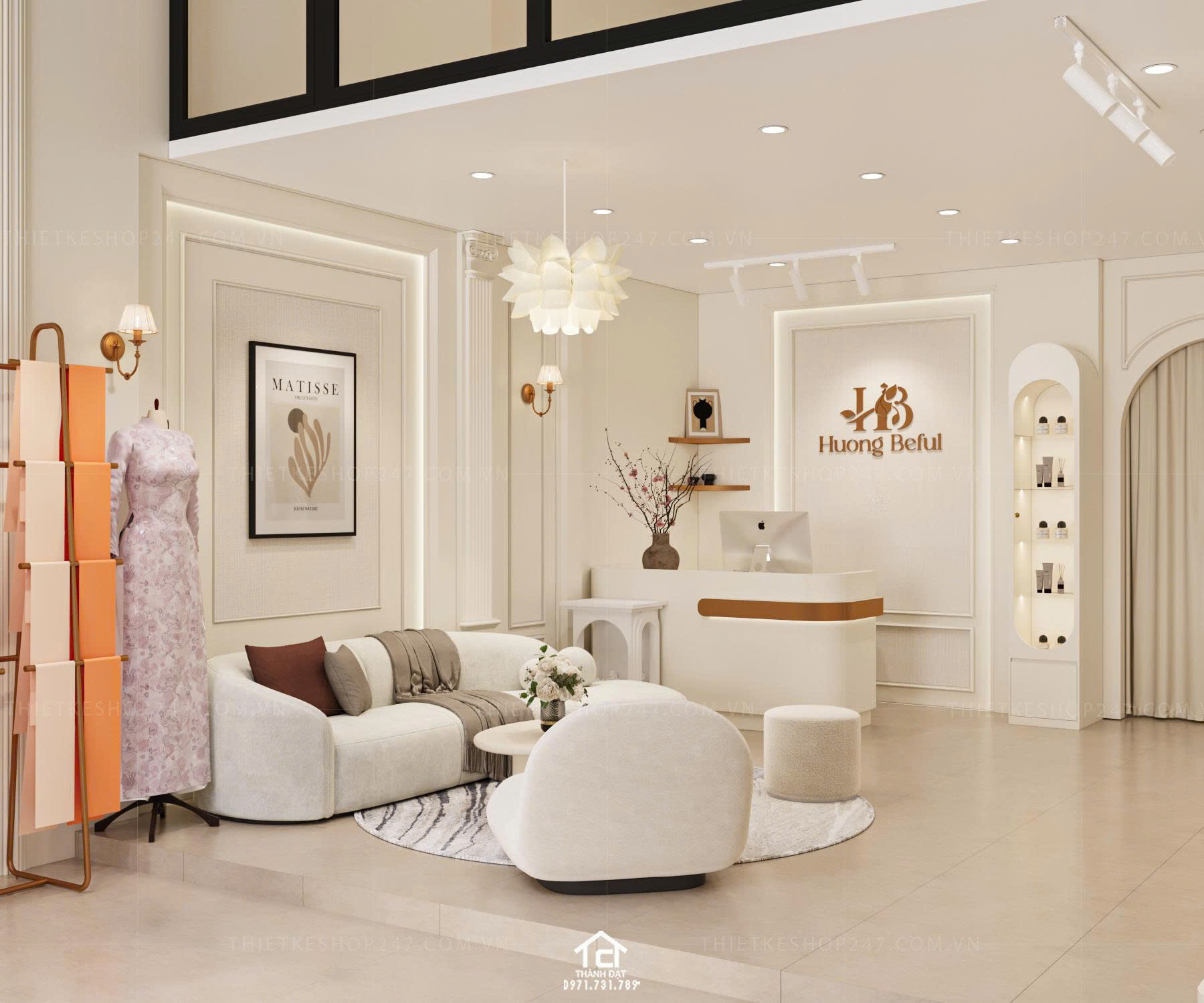 thiết kế shop áo dài đẹp hiện đại