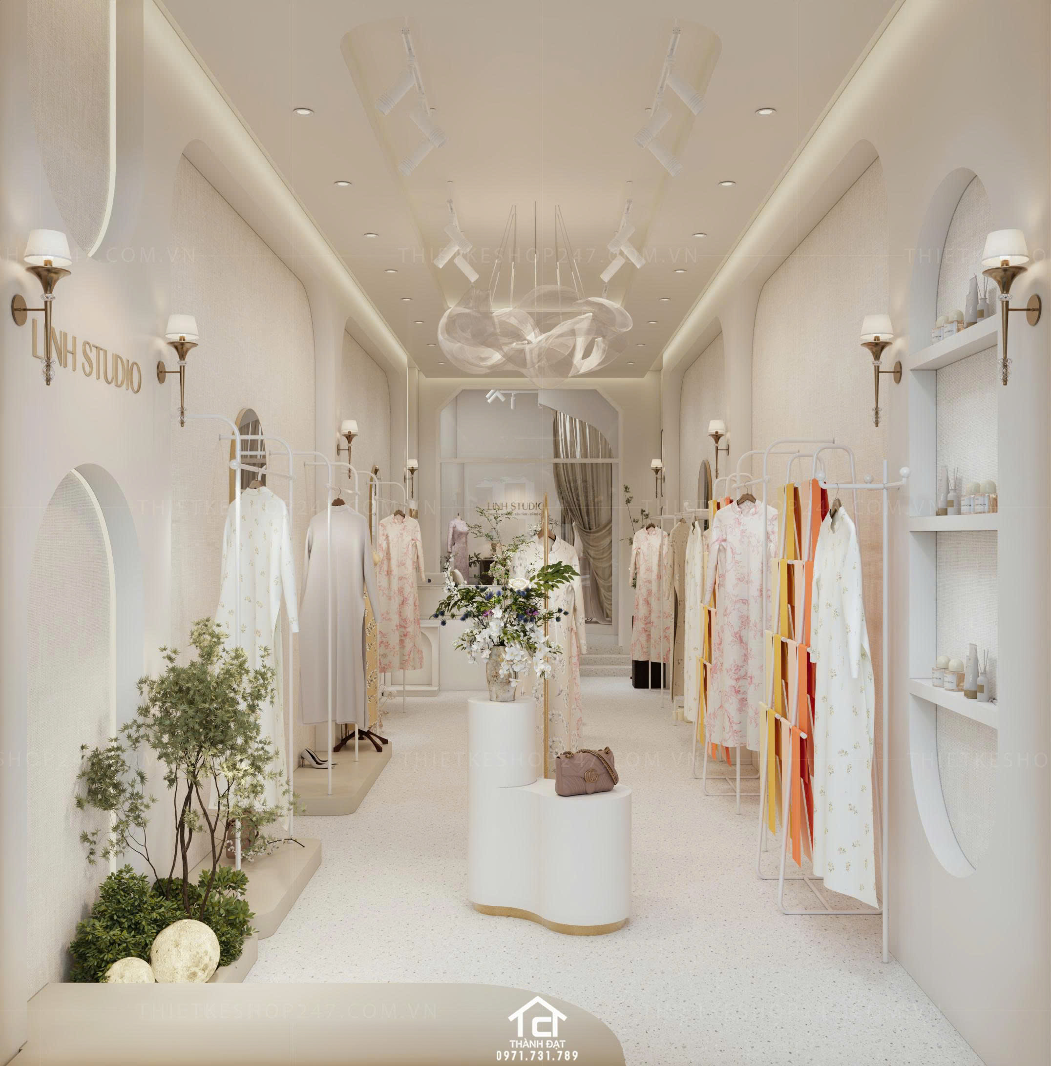 Thiết kế shop áo dài đẹp hiện đại