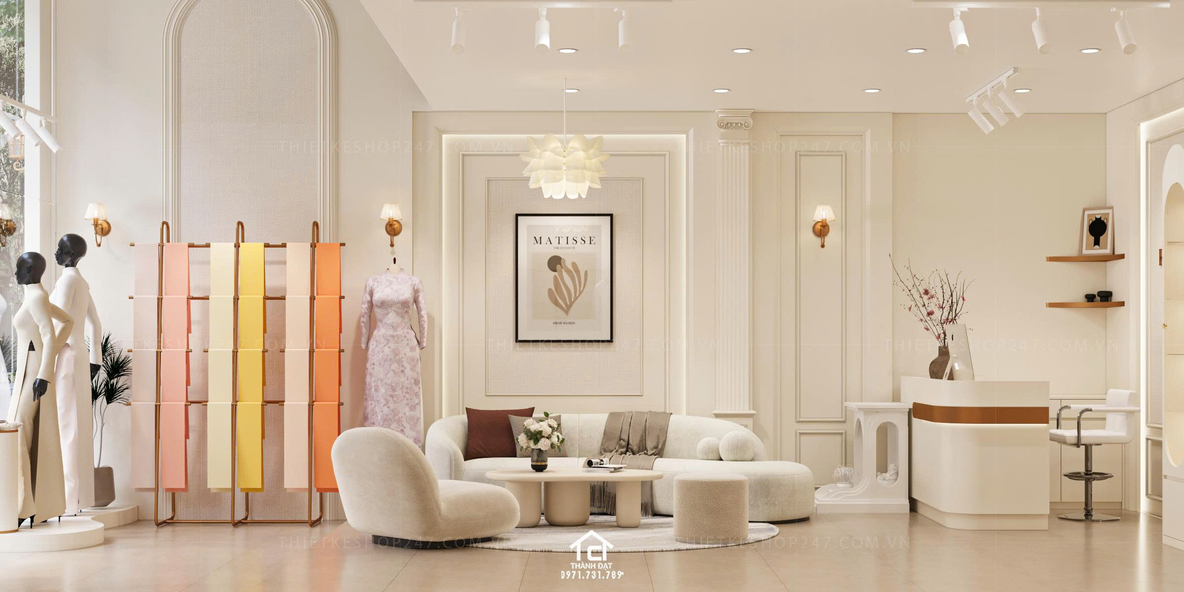 thiết kế shop áo dài đẹp năng động