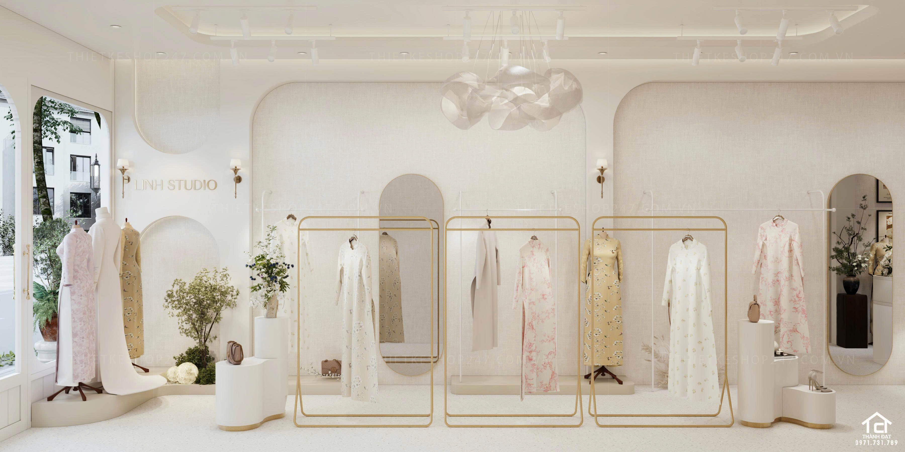 Thiết kế shop áo dài đẹp nổi bật