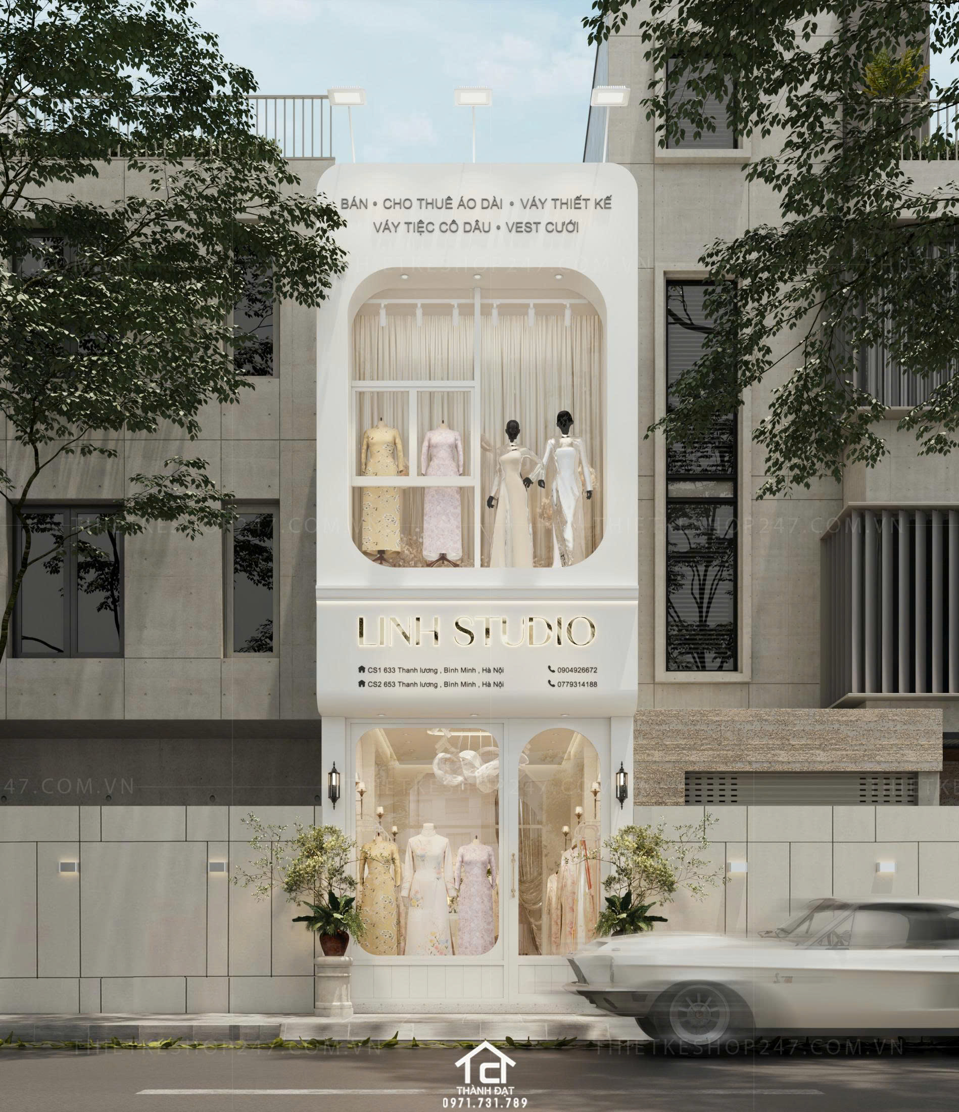 Thiết kế shop áo dài đẹp SANG TRỌNG