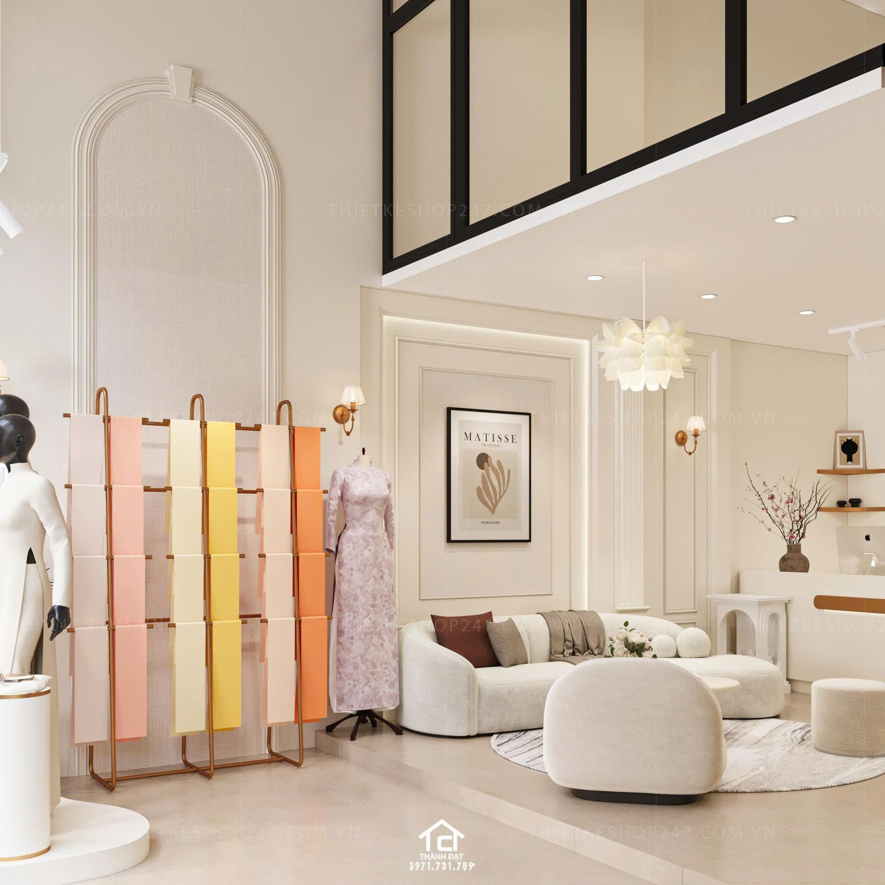 thiết kế shop áo dài đẹp thu hút