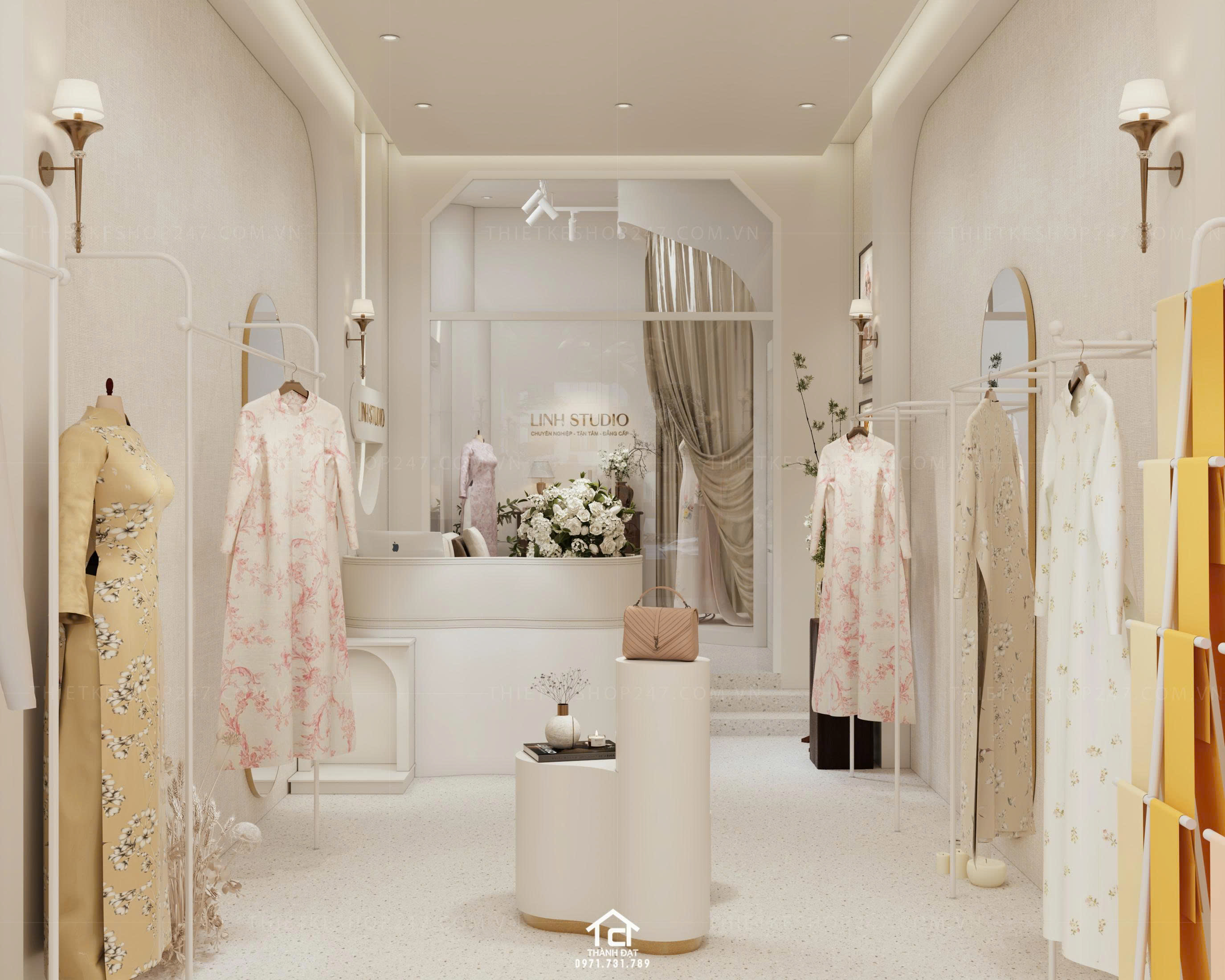 Thiết kế shop áo dài đẹp thu hút