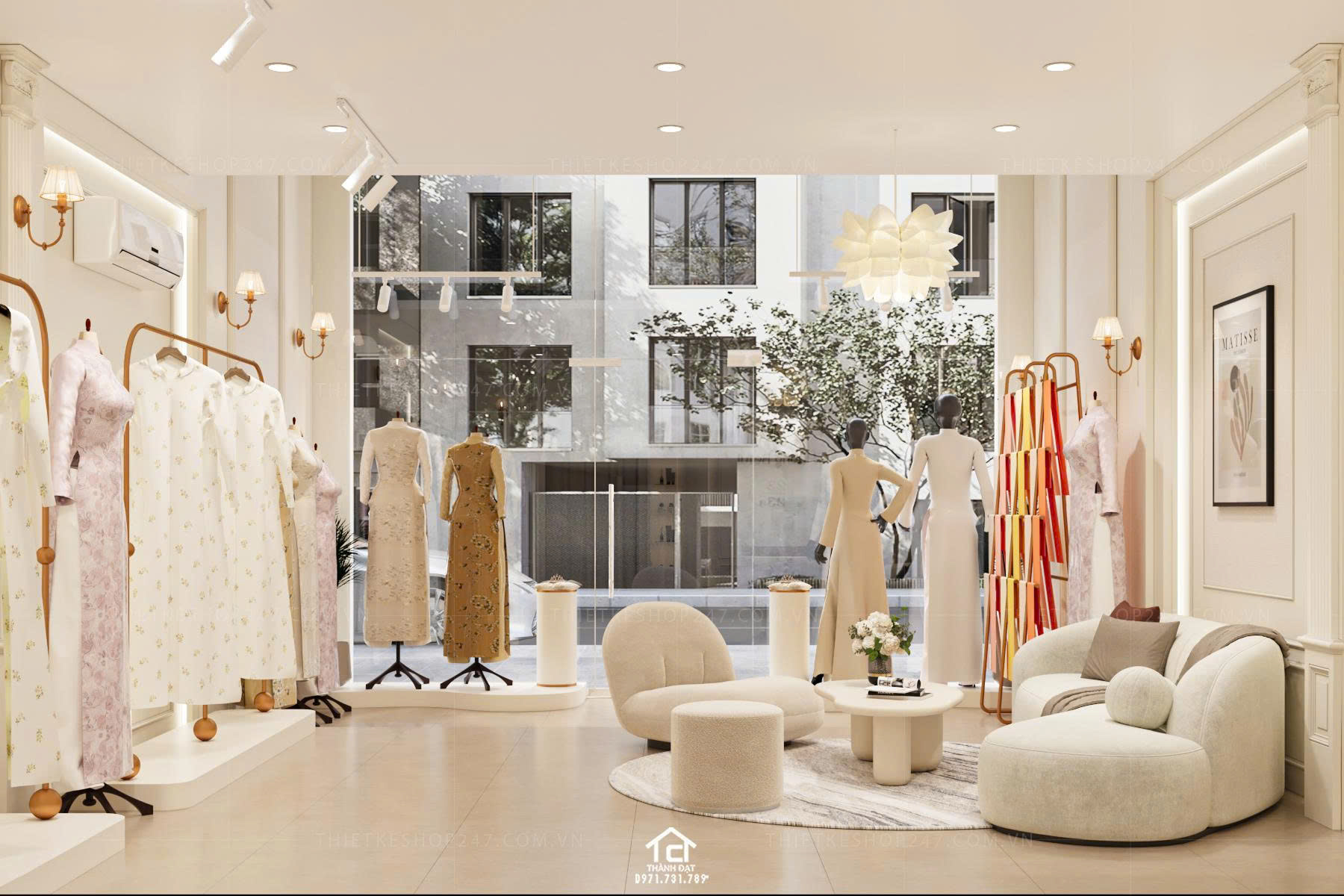 thiết kế shop áo dài đẹp tinh tế