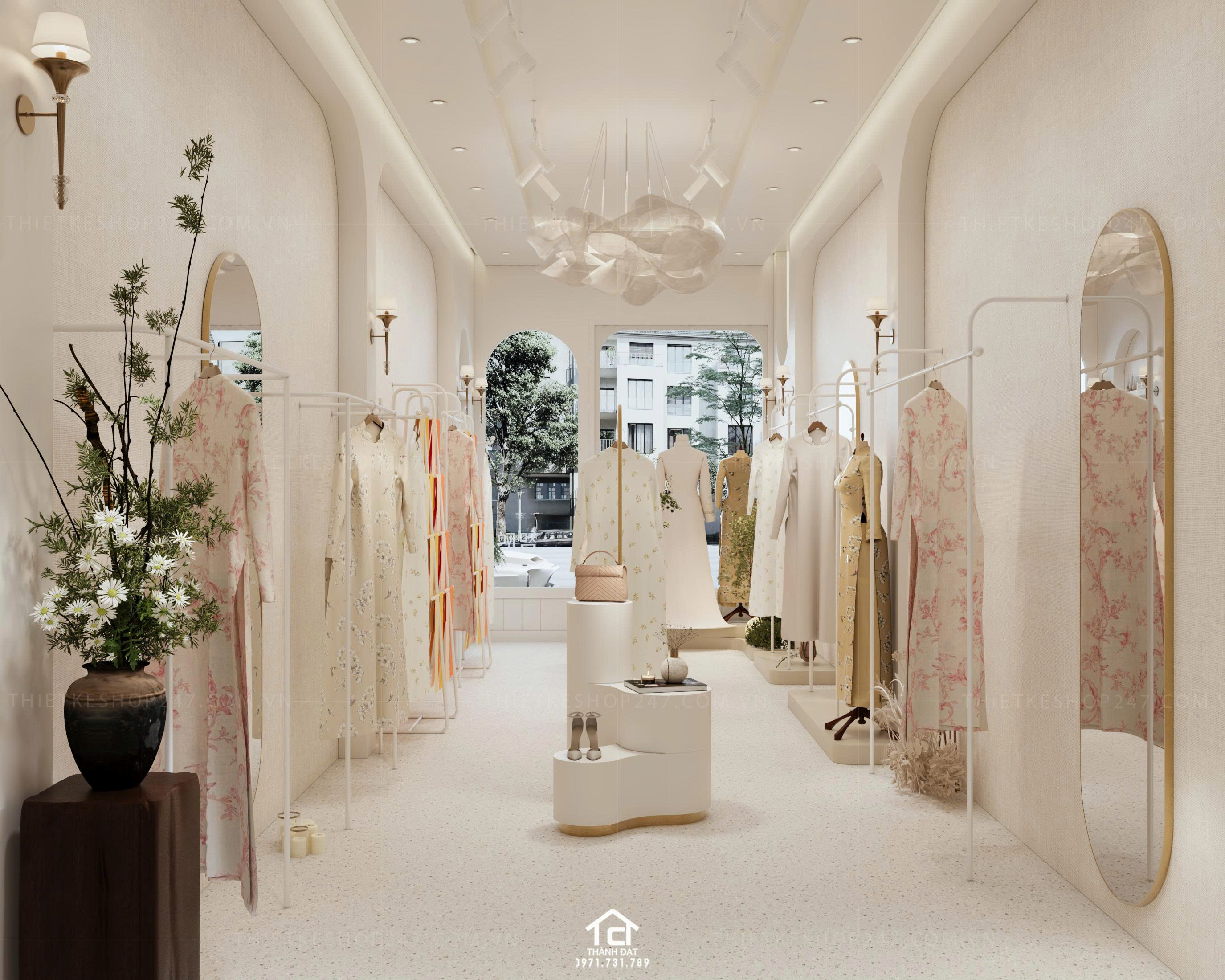 Thiết kế shop áo dài đẹp tinh tế