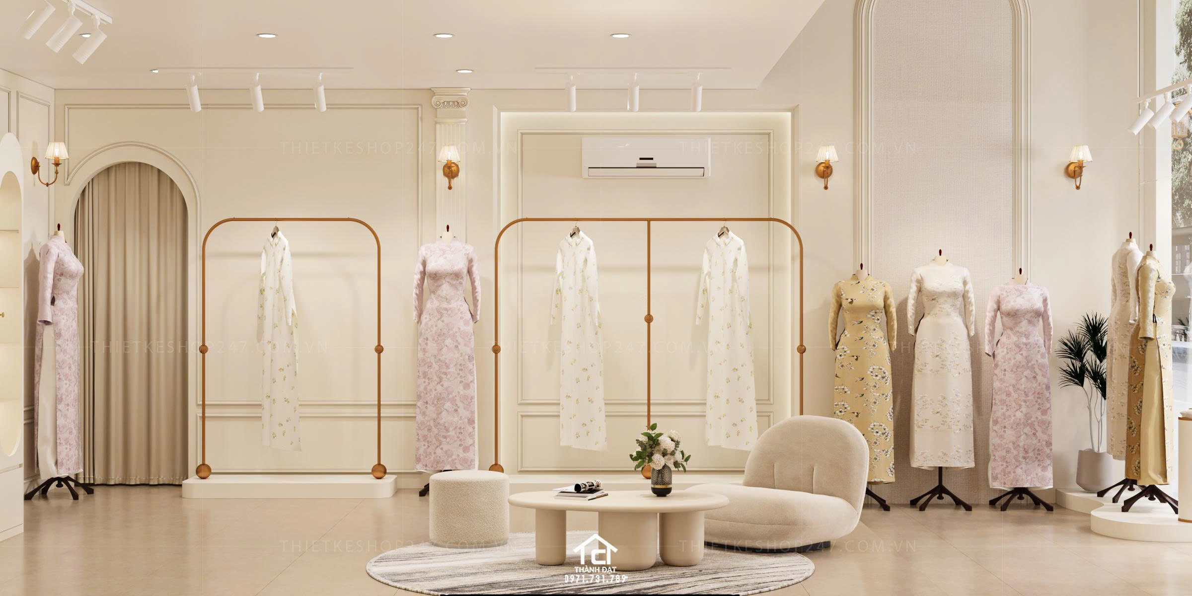 thiết kế shop áo dài đẹp trẻ trung