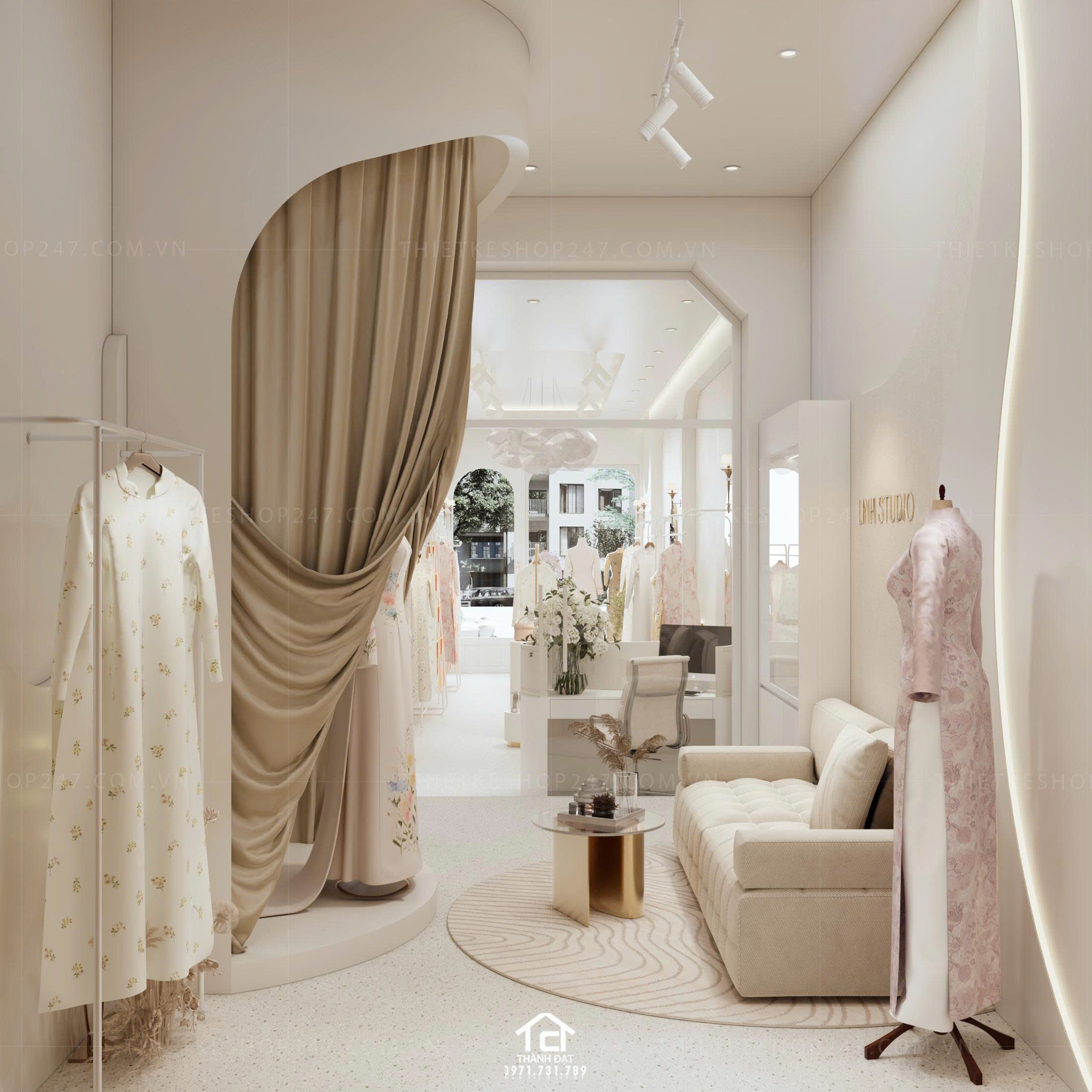 Thiết kế shop áo dài đẹp trẻ trung