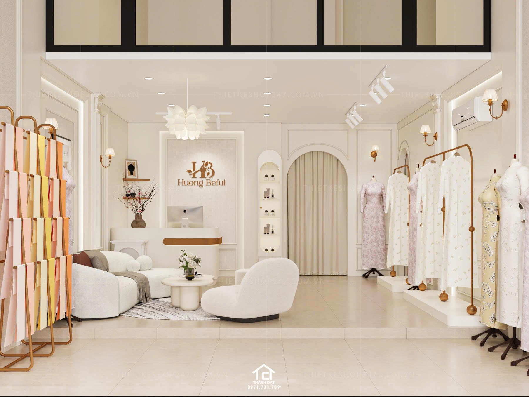 thiết kế shop áo dài đẹp