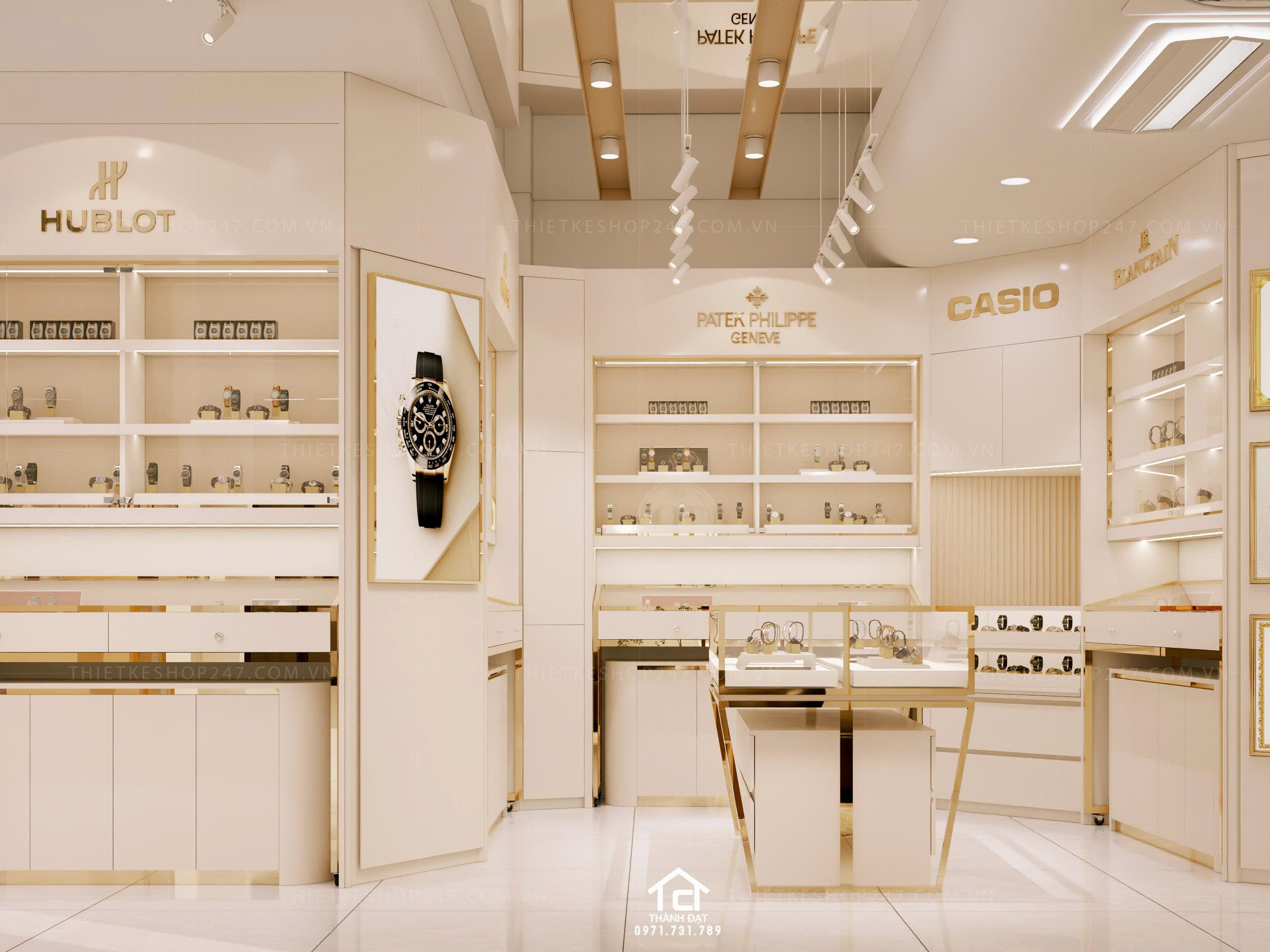 Thiết kế shop đồng hồ đẹp ấn tượng