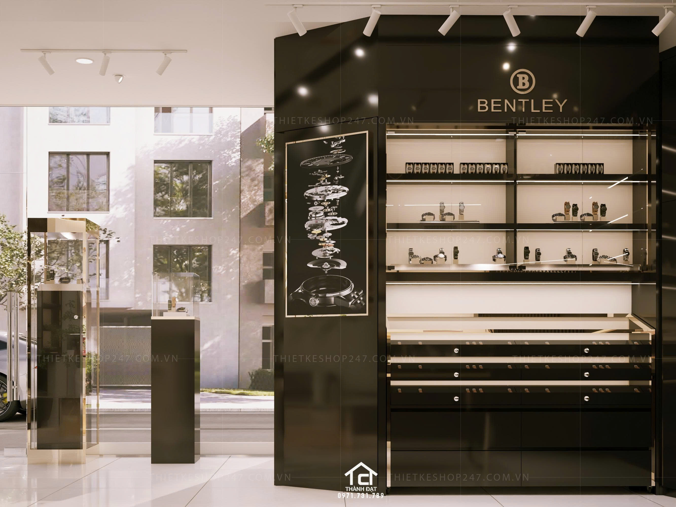 thiết kế shop đồng hồ đẹp ấn tượng