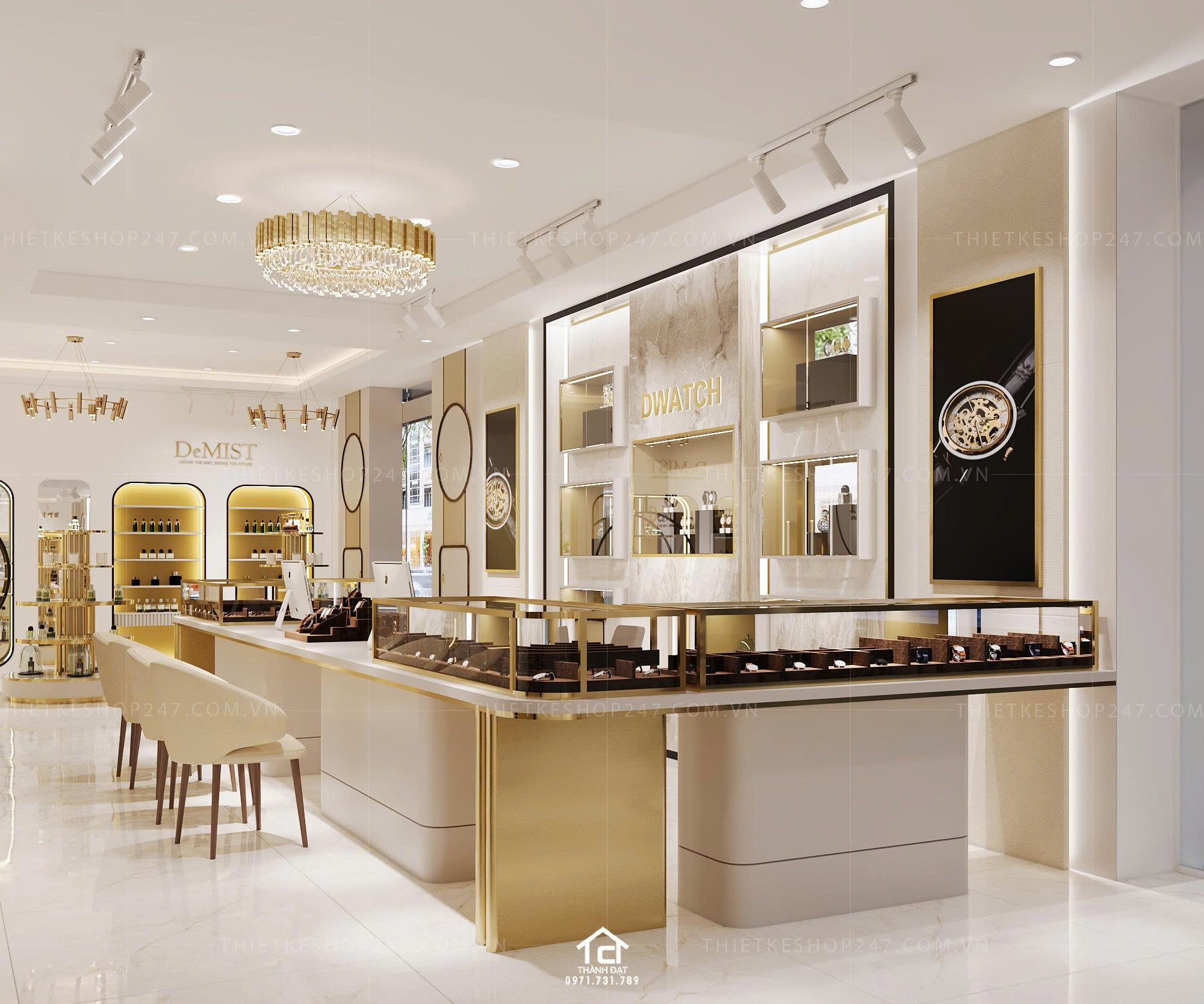 thiết kế shop đồng hồ đẹp bắt mắt