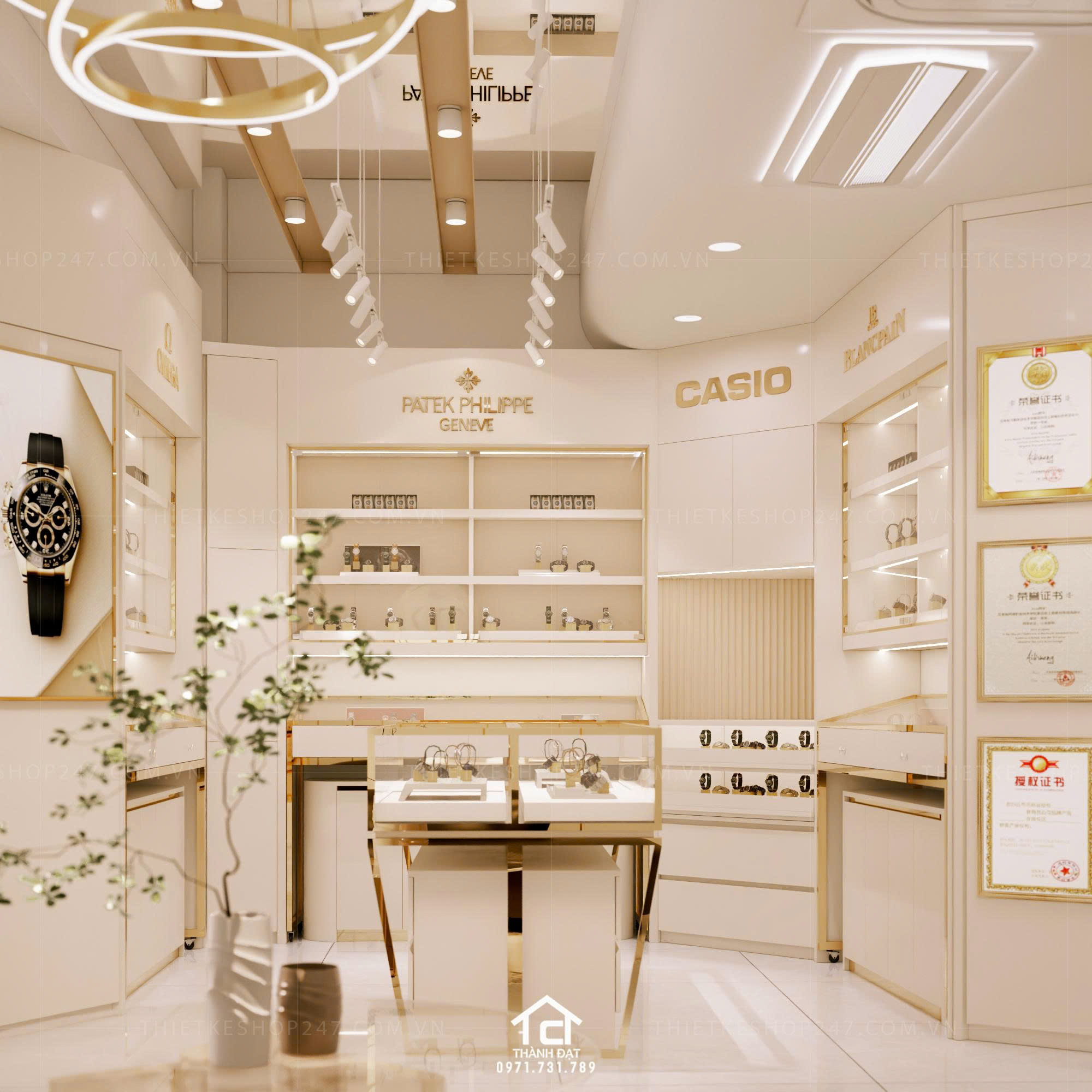 Thiết kế shop đồng hồ đẹp hài hòa