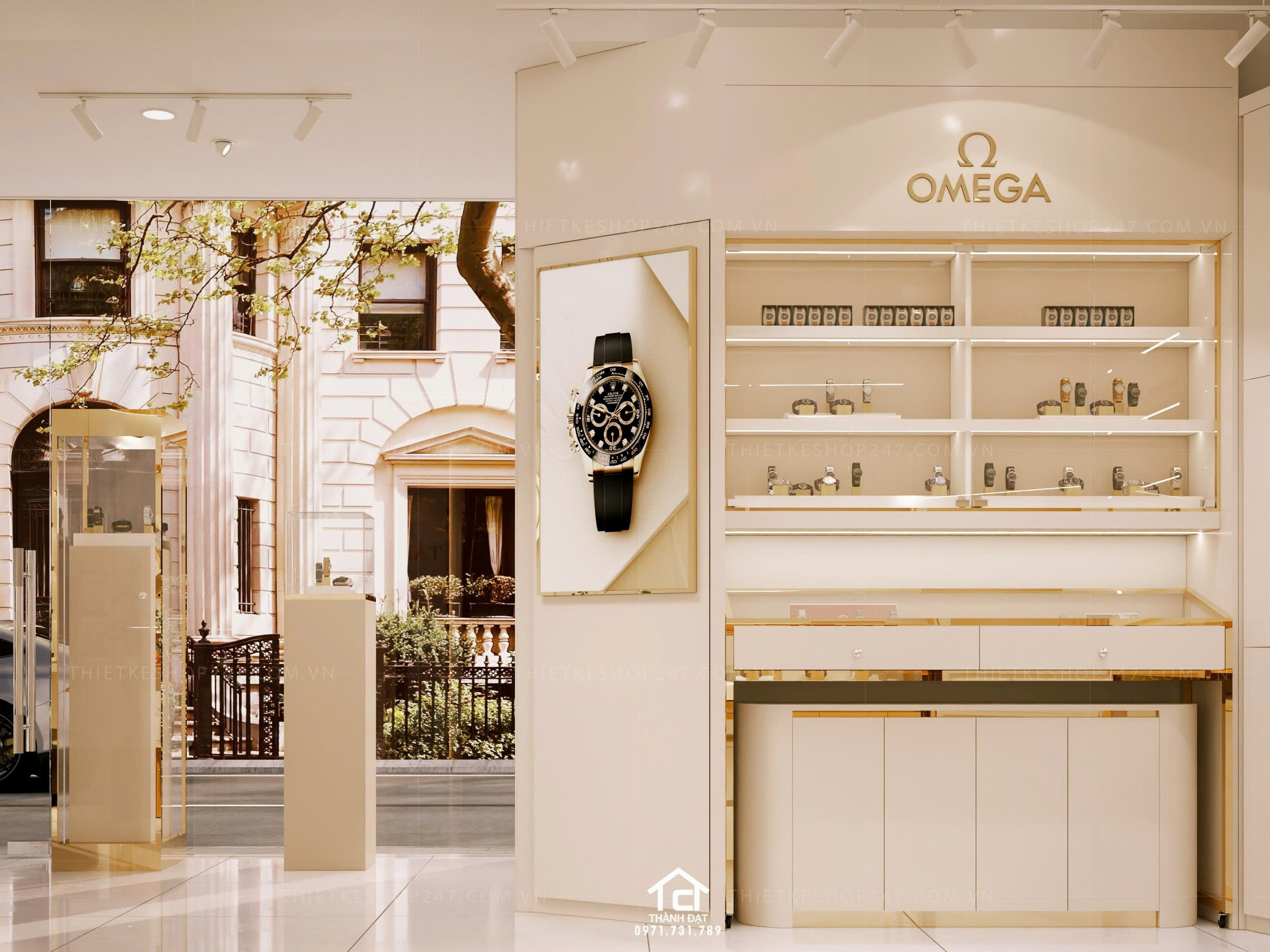 Thiết kế shop đồng hồ đẹp năng động