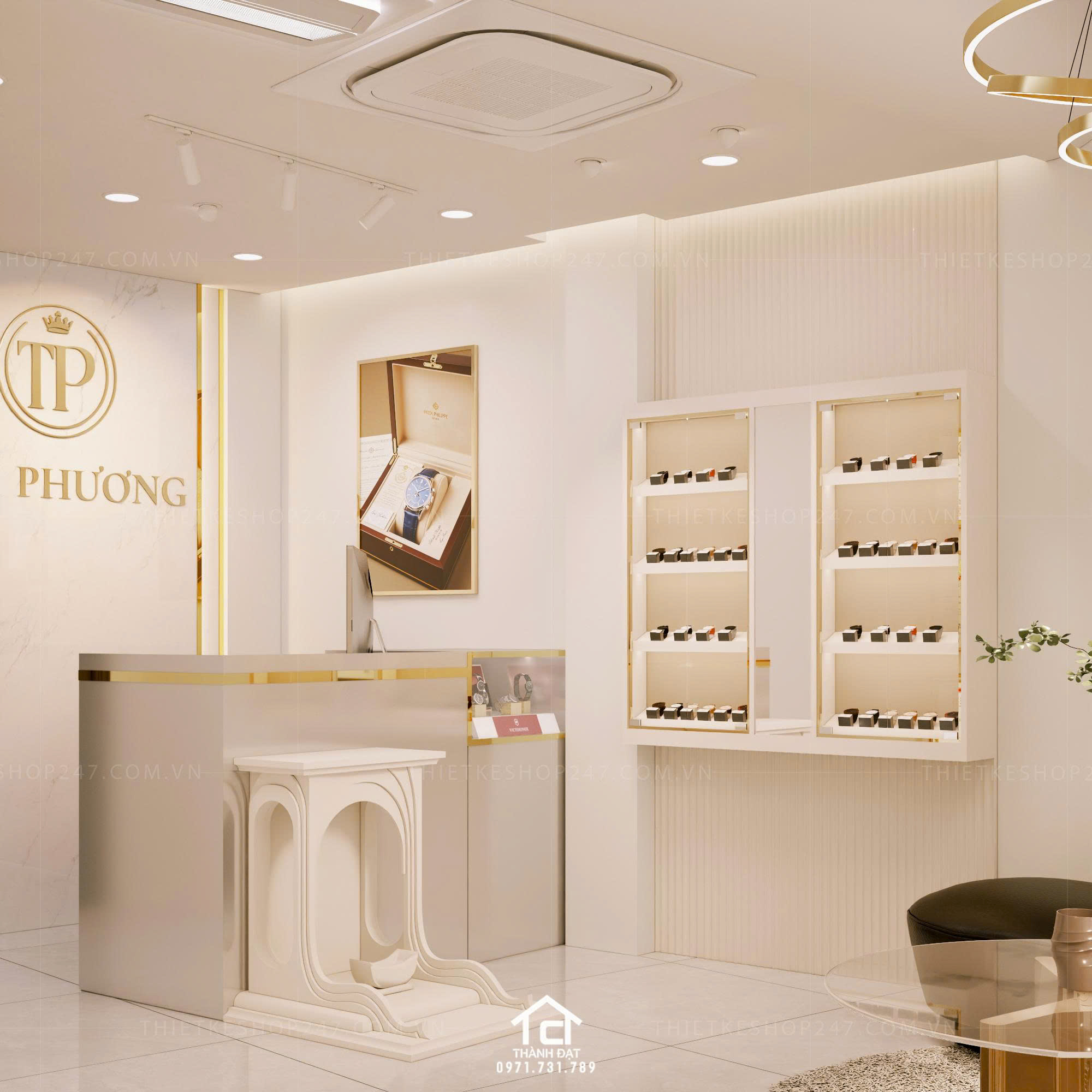 Thiết kế shop đồng hồ đẹp sang trọng