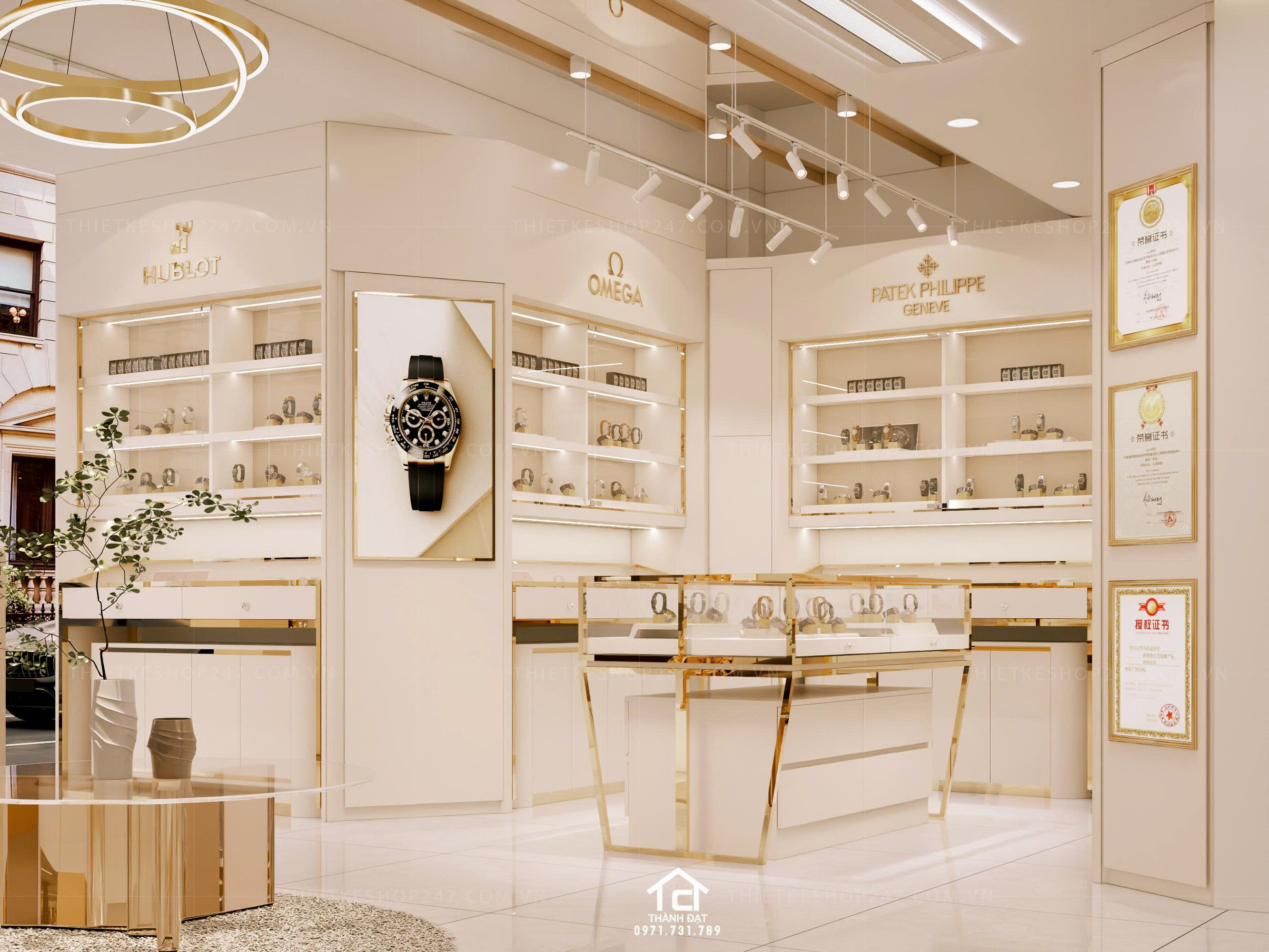 Thiết kế shop đồng hồ đẹp sinh động