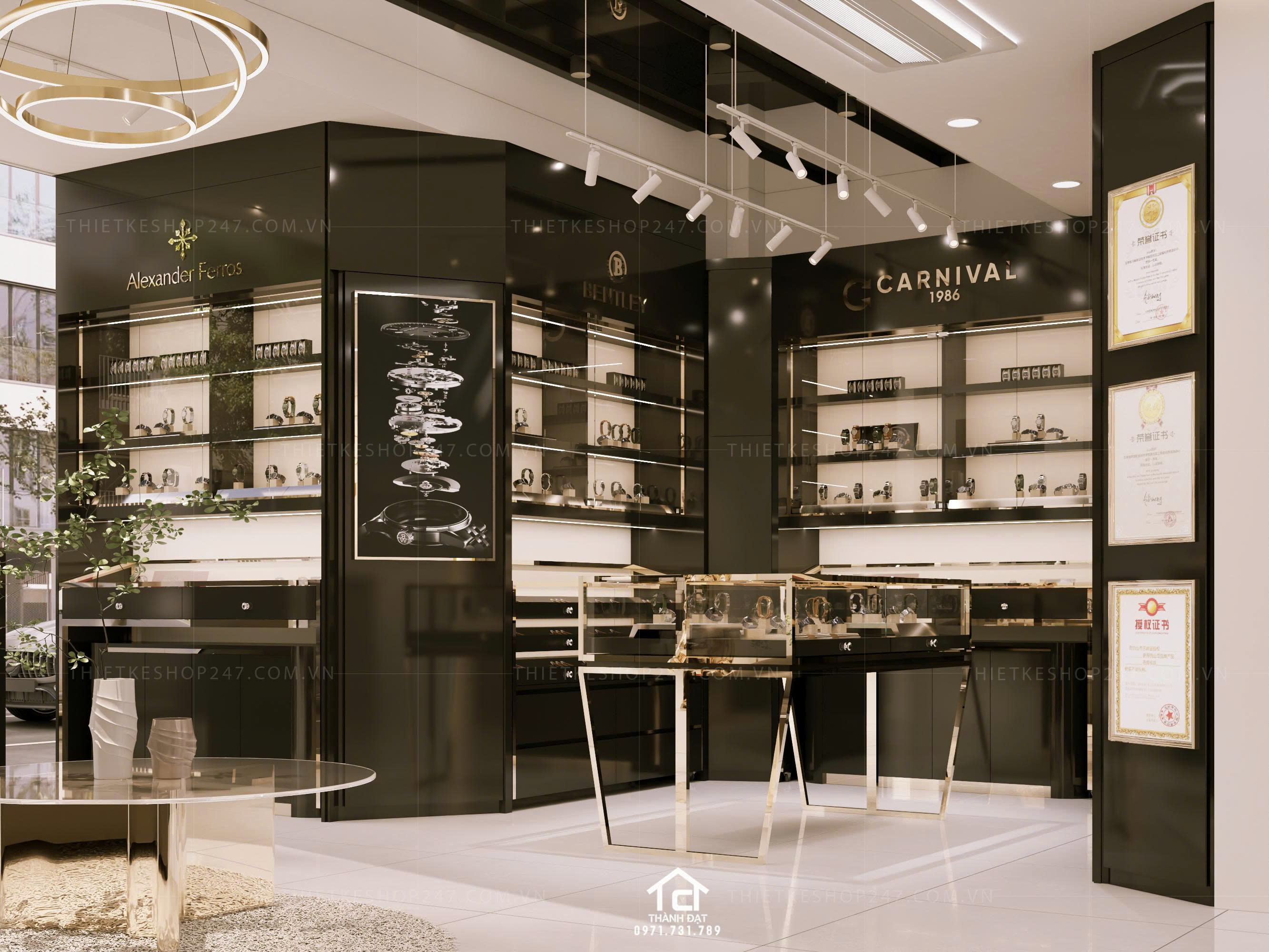 thiết kế shop đồng hồ đẹp thu hút