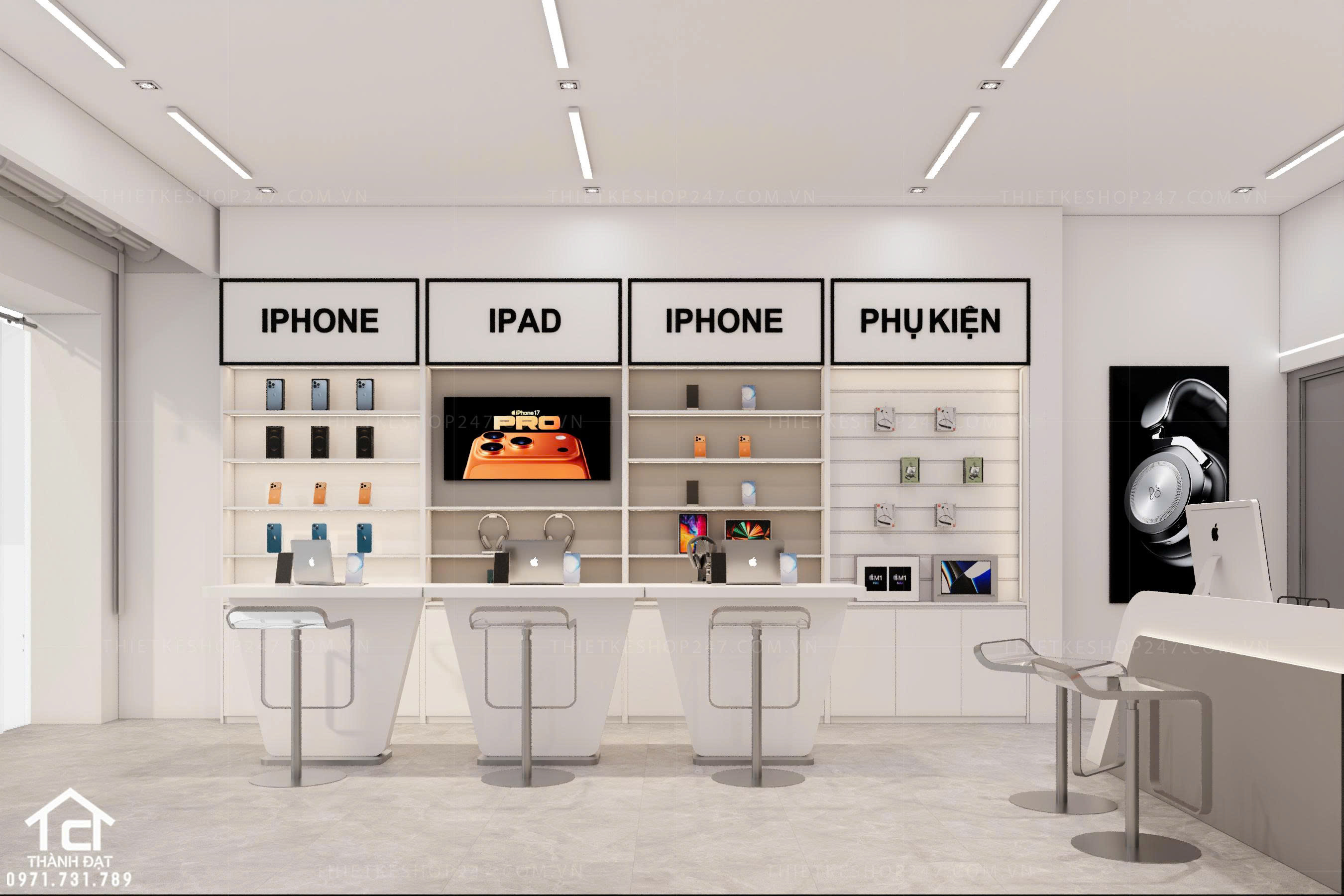 Thiết kế shop điện thoại đẹp bắt mắt