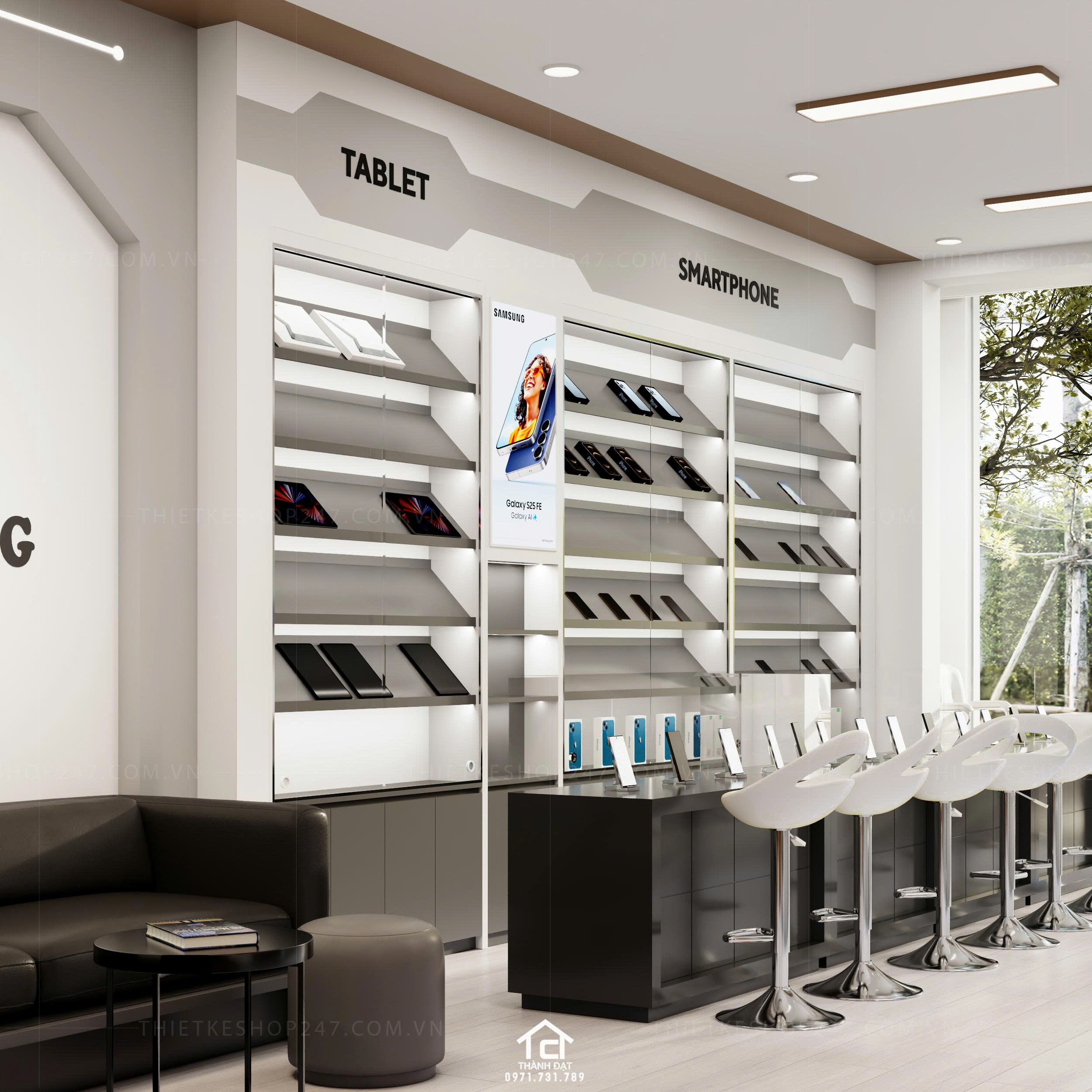 Thiết kế shop điện thoại đẹp tinh tế và sang trọng – ĐỨC HƯƠNG MOBILE