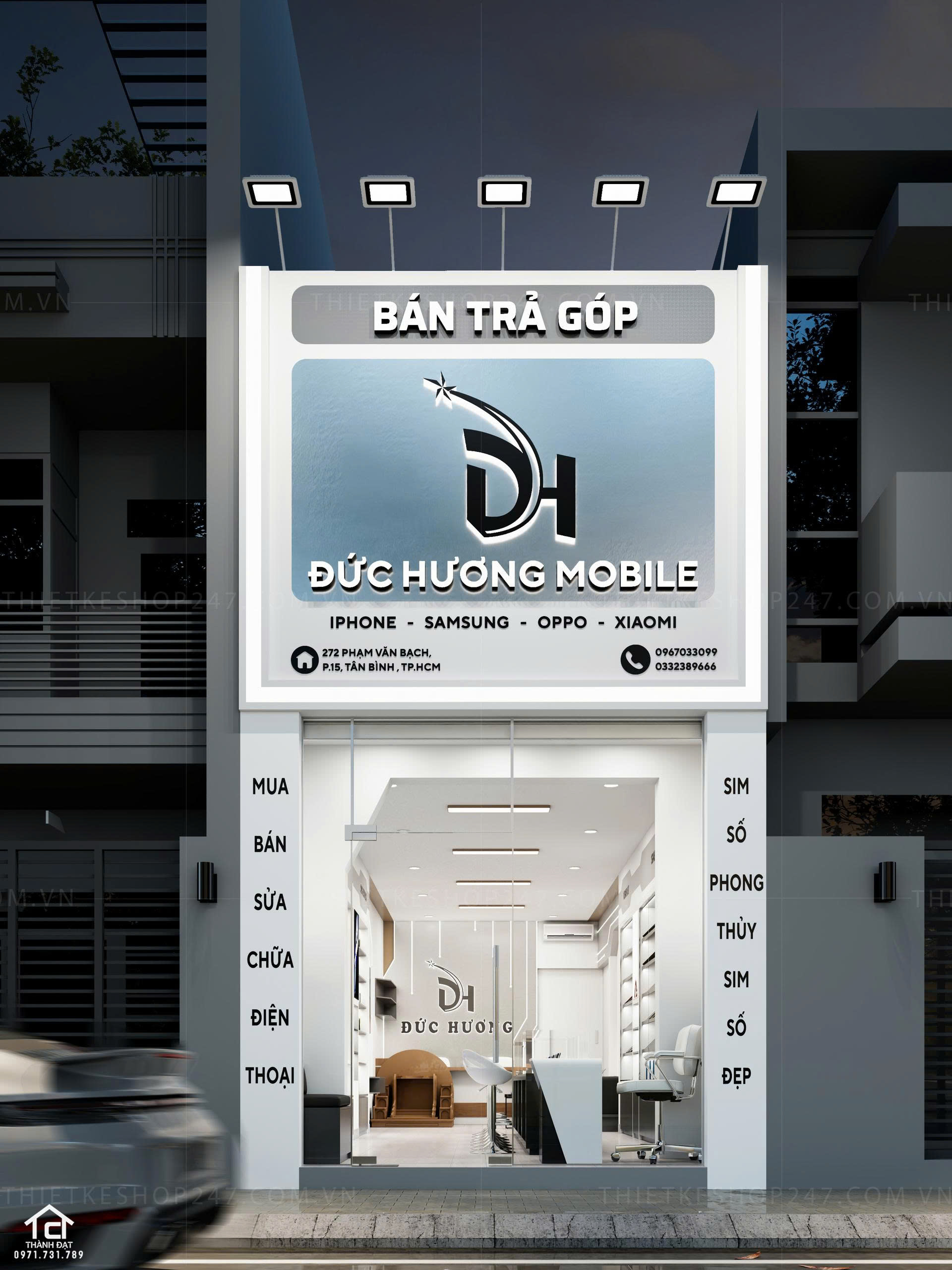 thiết kế shop điện thoại đẹp hiện đại