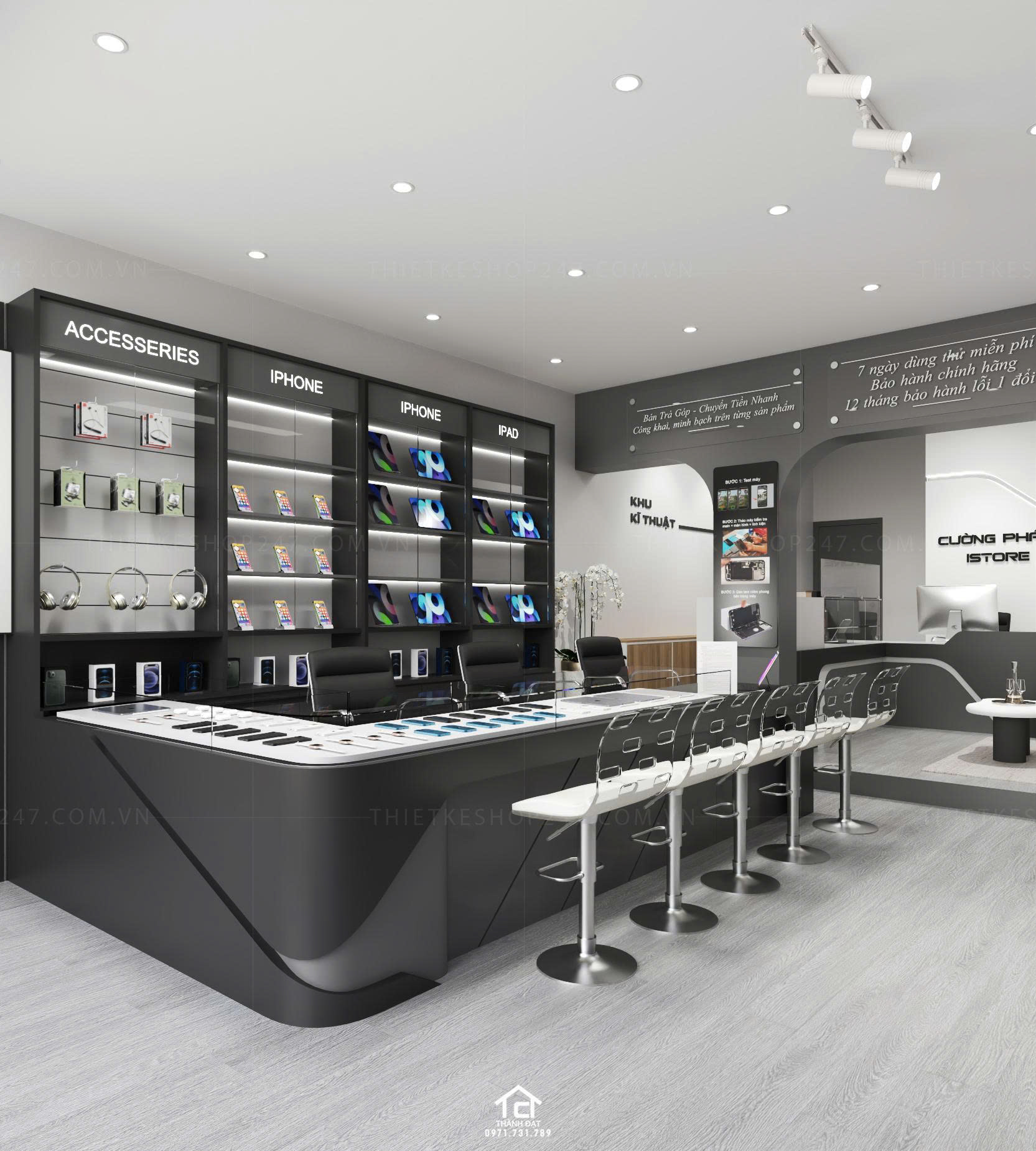 thiết kế shop điện thoại đẹp hiện đại