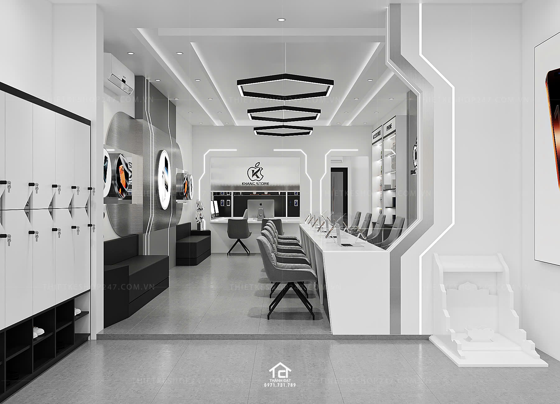 thiết kế shop điện thoại đẹp hiện đại