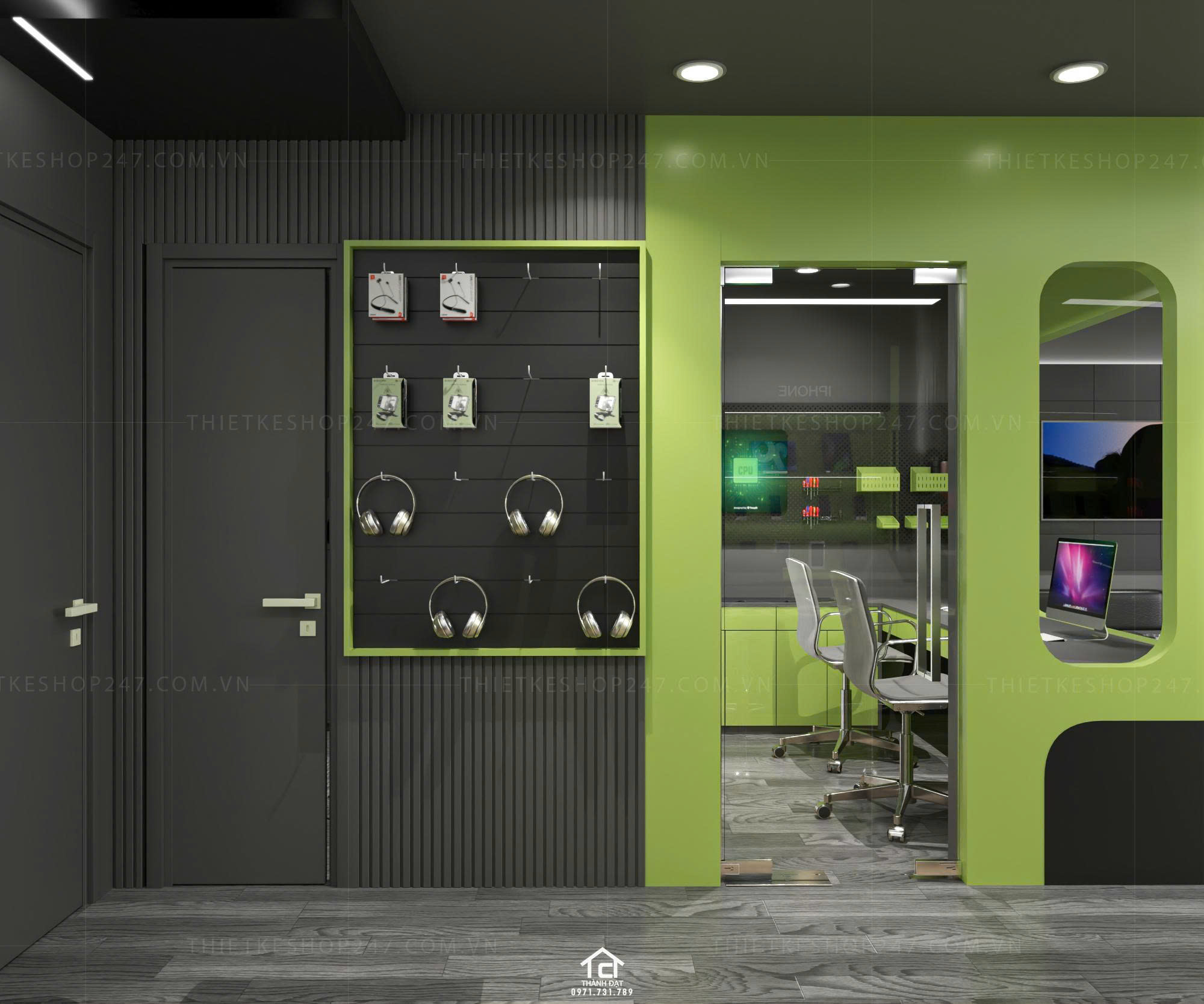 thiết kế shop điện thoại đẹp màu sắc