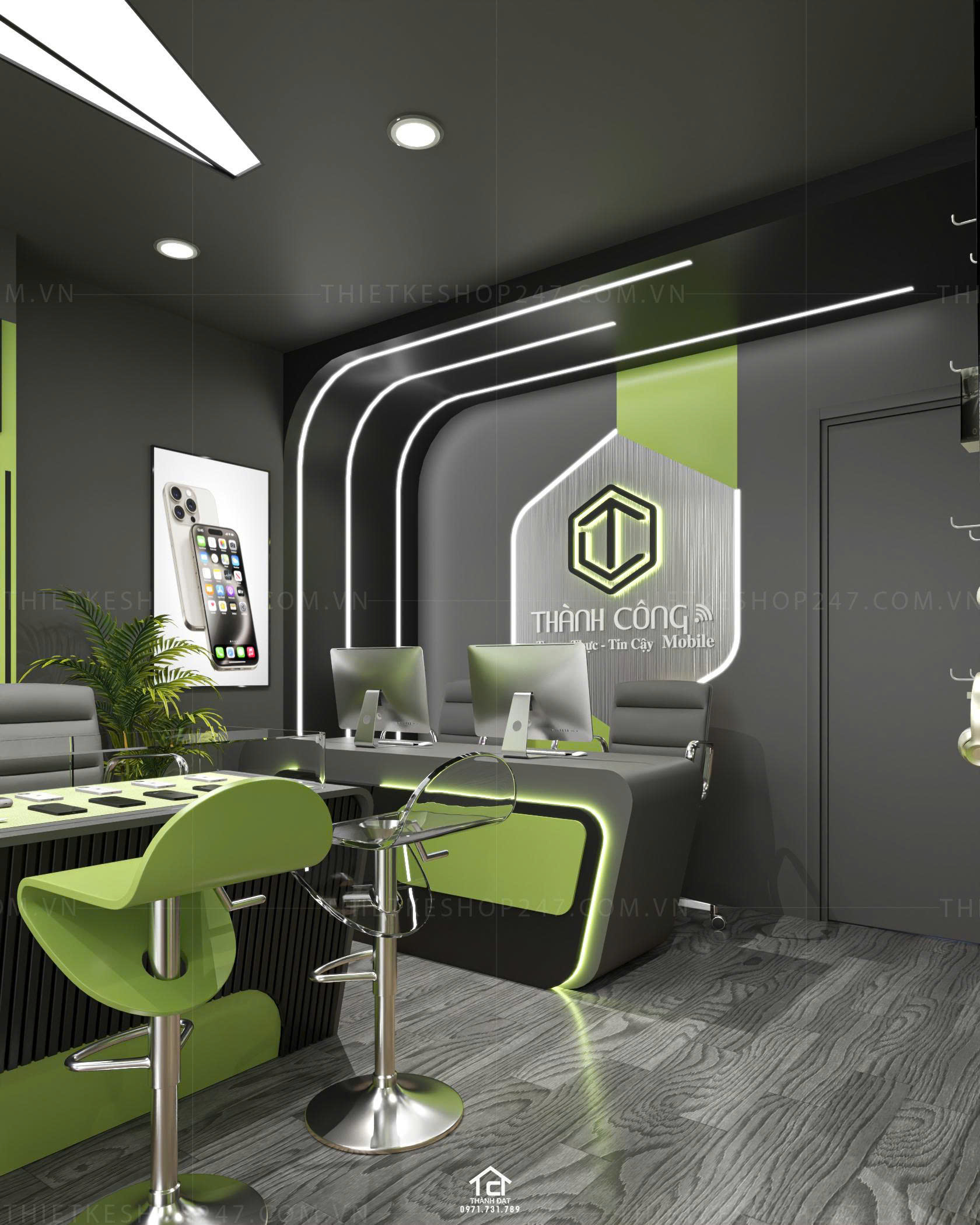 thiết kế shop điện thoại đẹp phong cách